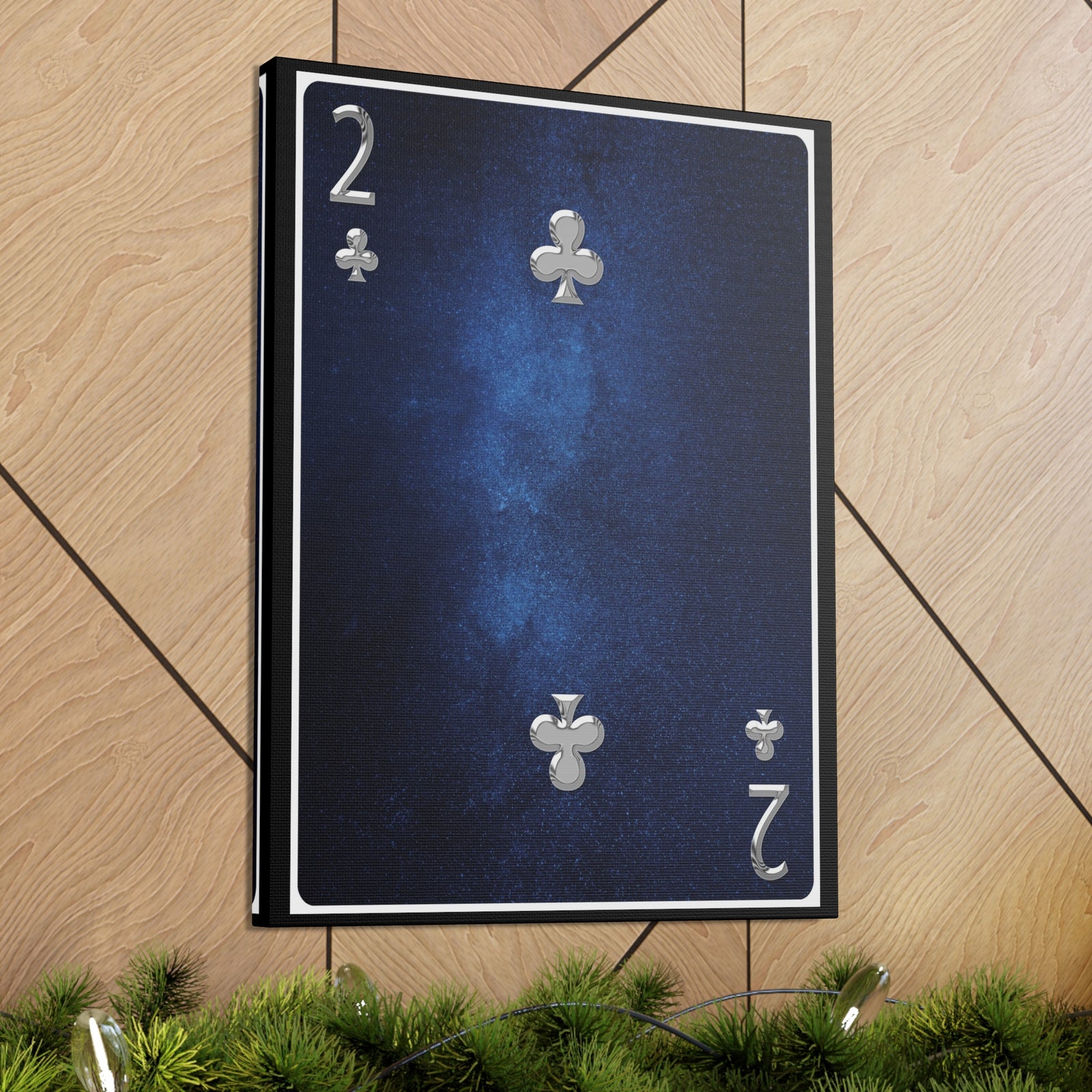 Two Of Clubs Space Background Playing Card Canvas Wall Art for Home Decor Ready-to-Hang-Express Your Love Gifts