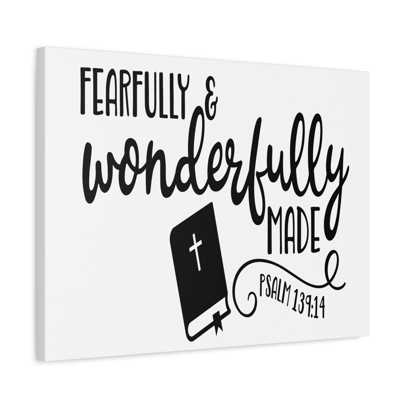 Scripture Canvas Fearfully and Wonderfully Psalm 139:14 Christian Wall Art Bible Verse Print Ready to Hang-Express Your Love Gifts