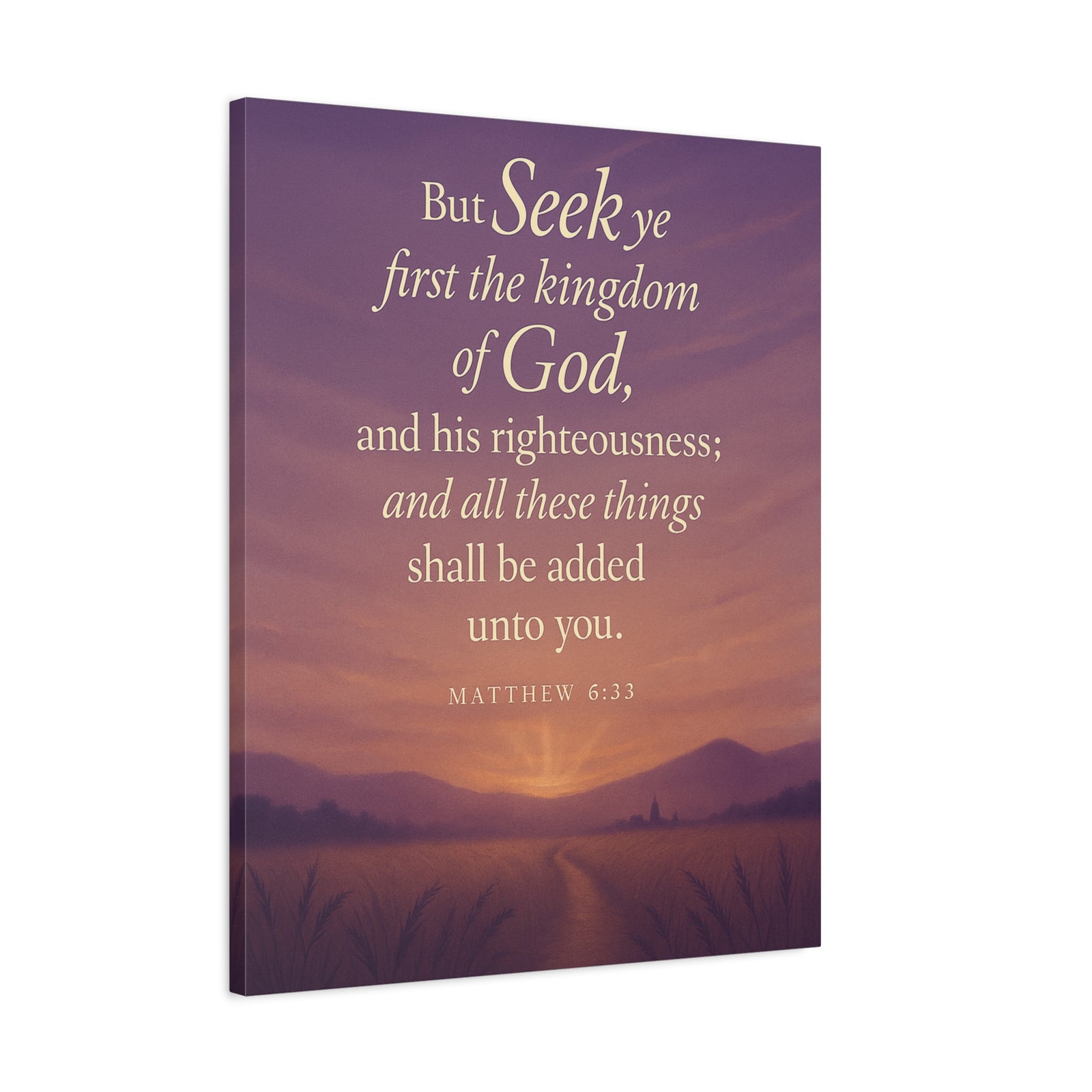 Bible Verse Canvas Matthew 6:33 Christian Home Décor Wall Art Scripture Ready to Hang Faith Print-Express Your Love Gifts