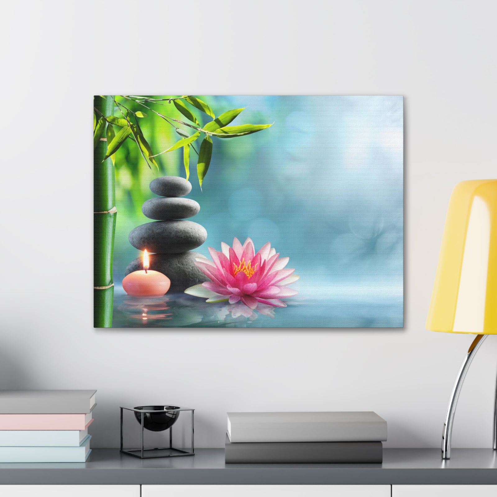 Massage Stones and Waterlily Forest Floral Nature Photography Canvas Wall Art for Home Decor Ready-to-Hang-Express Your Love Gifts