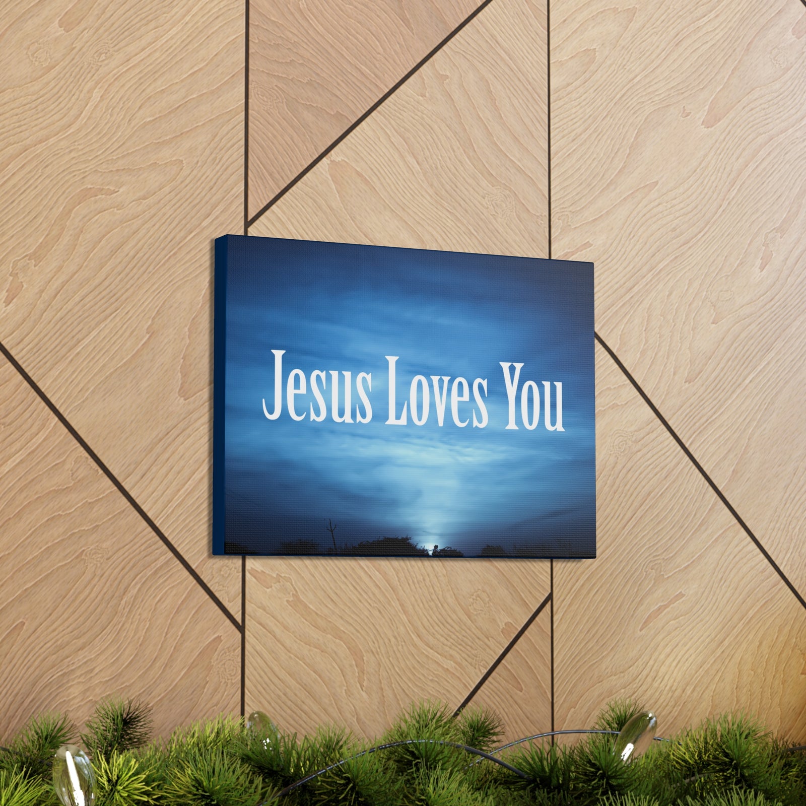 Scripture Canvas Jesus Loves You John 3:16 Dark Blue Sky Christian Wall Art Bible Verse Print Ready to Hang-Express Your Love Gifts