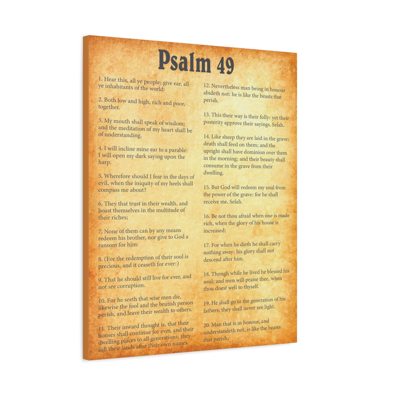 Scripture Walls Psalm 49 Gold Bible Chapter Canvas Christian Wall Art Ready to Hang-Express Your Love Gifts