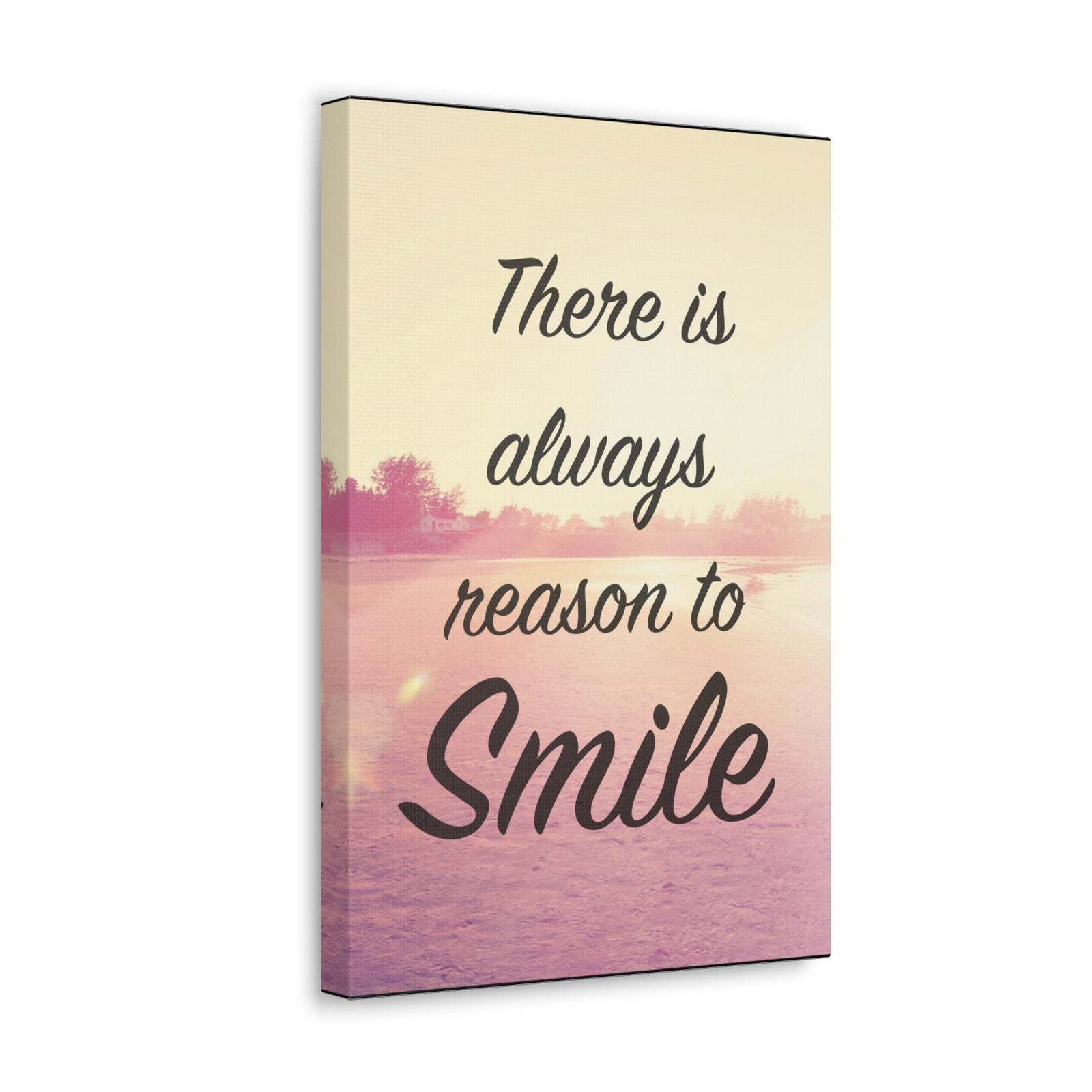 Inspirational Quote Canvas There Is Always Reason To Smile Motivational Print Ready to Hang Artwork-Express Your Love Gifts