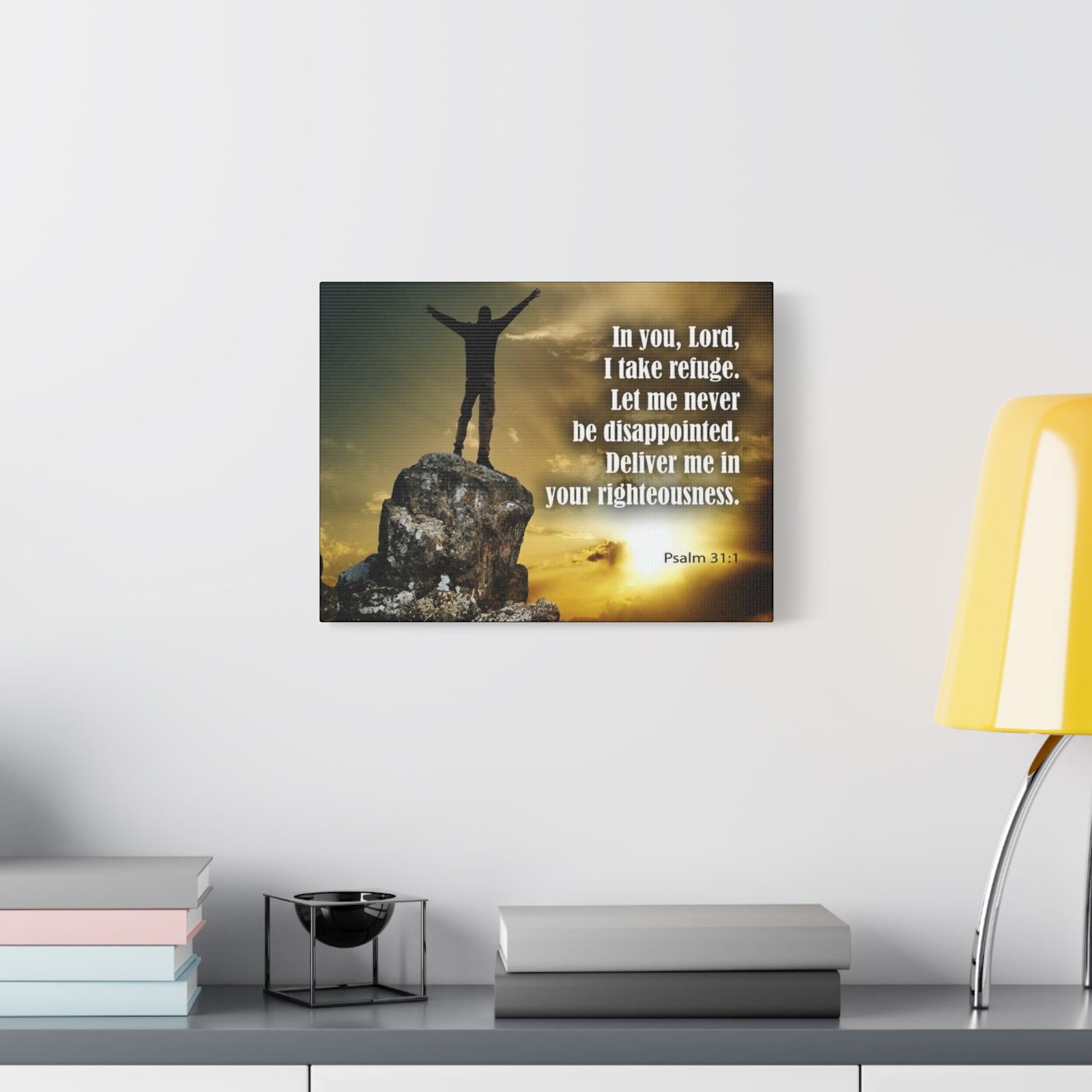 Scripture Canvas Never Be Disappointed Psalm 31:1 Christian Wall Art Bible Verse Print Ready to Hang-Express Your Love Gifts