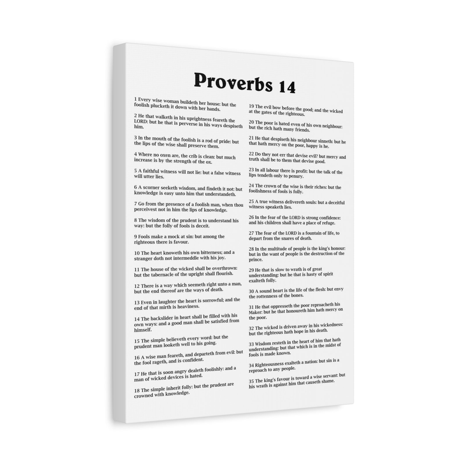 Scripture Walls Proverbs Chapter 14 White Bible Canvas Christian Wall Art Ready to Hang Unframed-Express Your Love Gifts