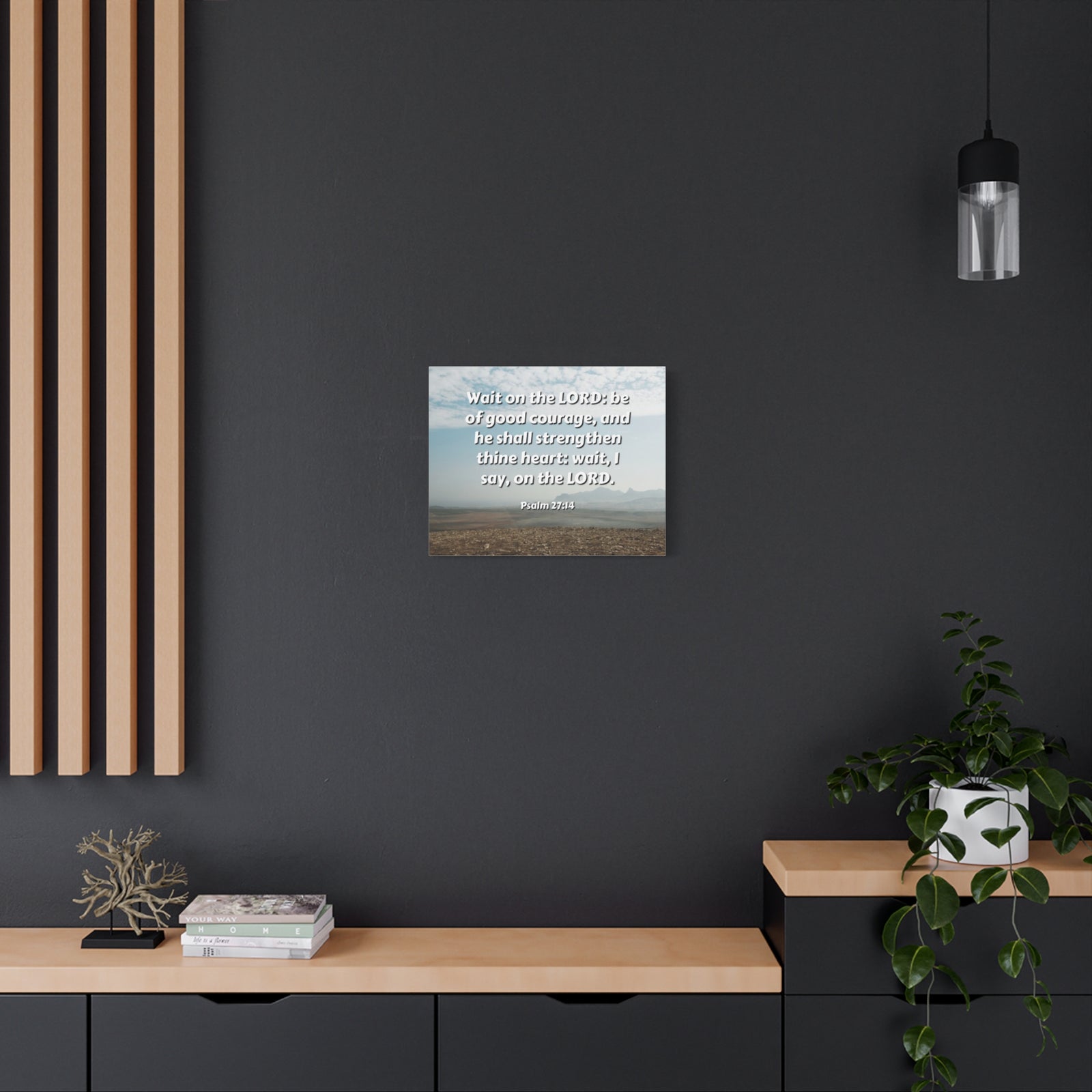 Scripture Canvas Strengthen Thine Heart Psalms 27:14 Christian Wall Art Bible Verse Print Ready to Hang-Express Your Love Gifts