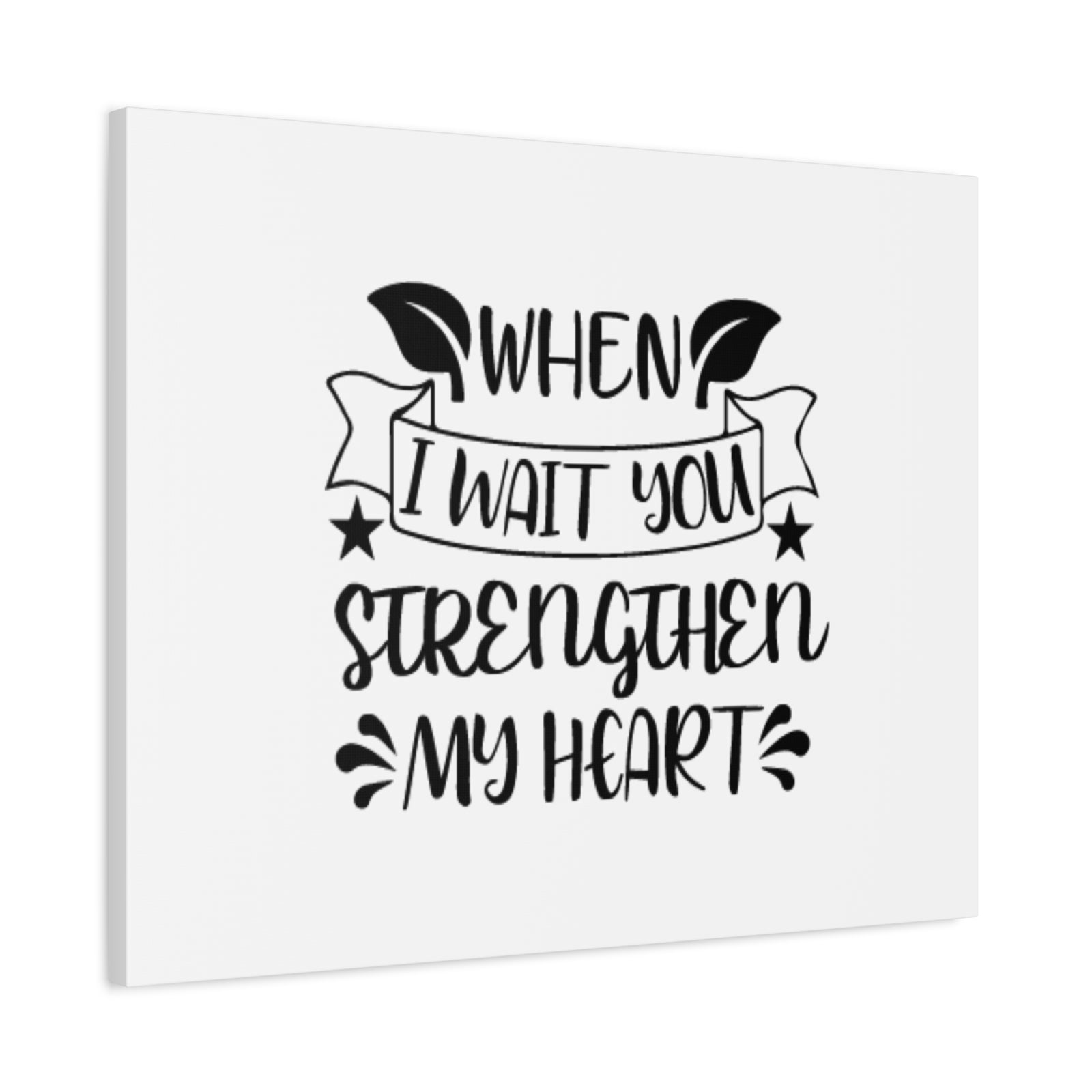 Scripture Canvas Strengthen My Heart Psalm 27:14 Leaves Christian Wall Art Bible Verse Print Ready to Hang-Express Your Love Gifts