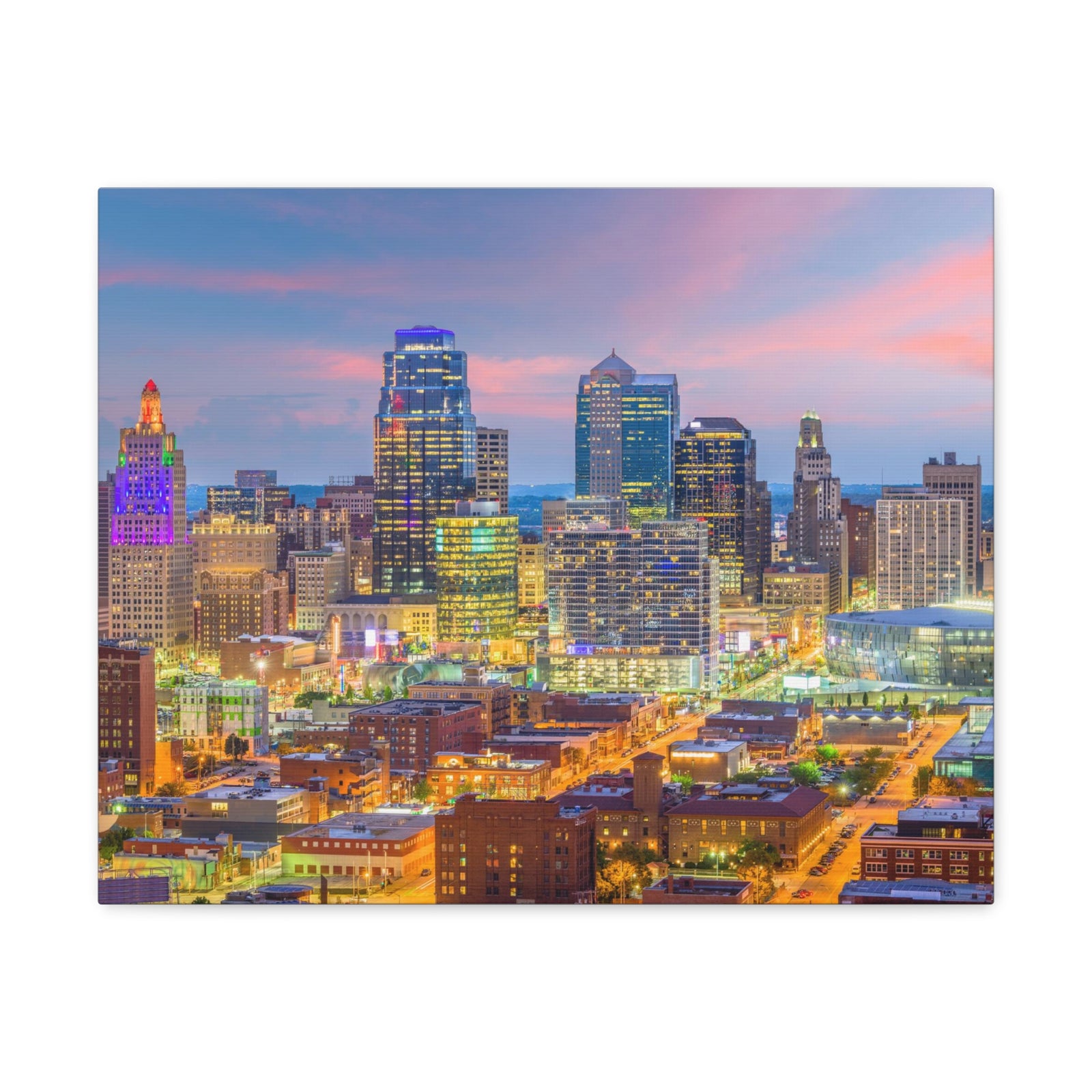 Kansas City Night Skyline Canvas Artwork High-Quality Breathtaking Stunning Cityscape for Home Decor Ready to Hang-Express Your Love Gifts