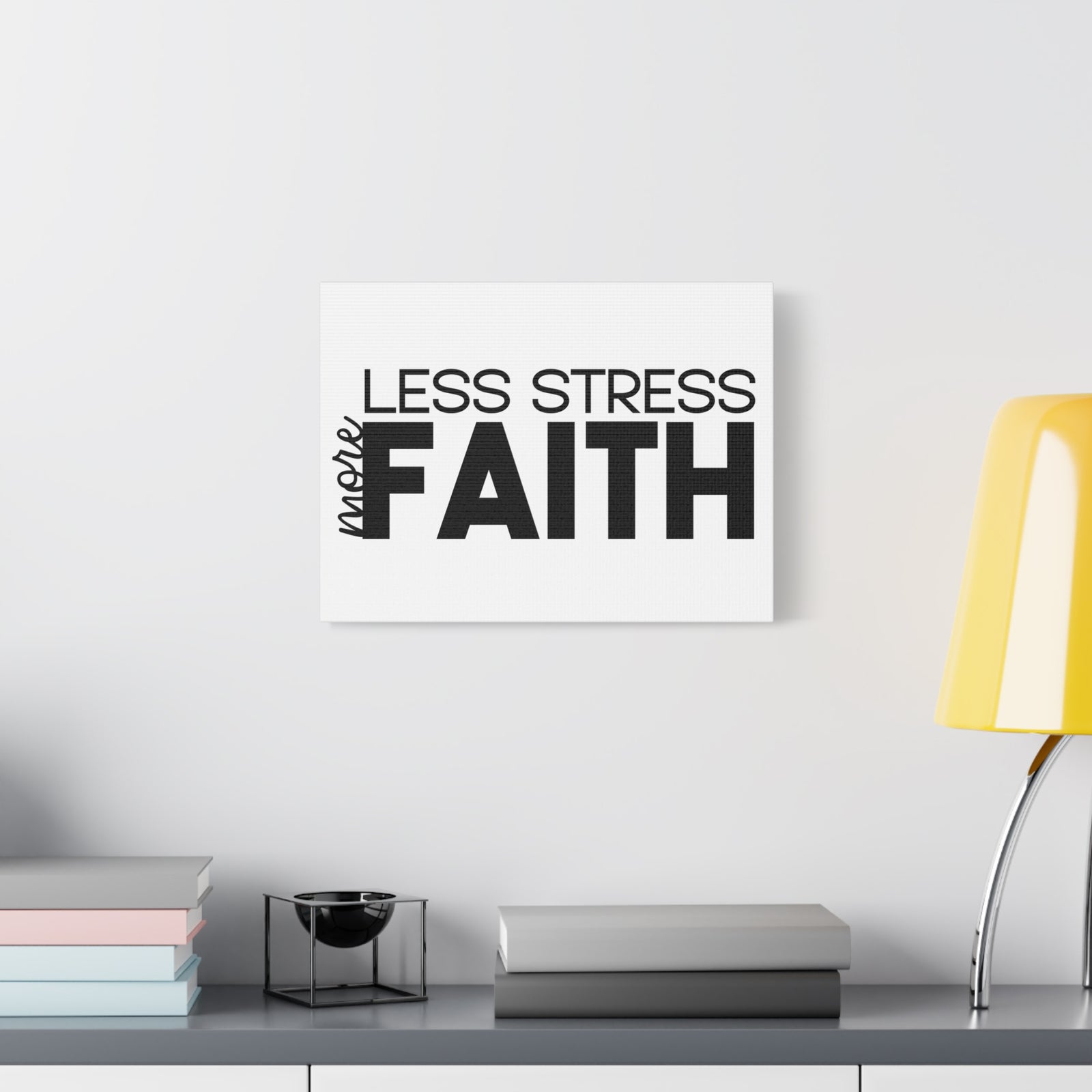 Scripture Canvas More Faith, Less Stress PSALM 119:143 Christian Wall Art Print Ready to Hang-Express Your Love Gifts