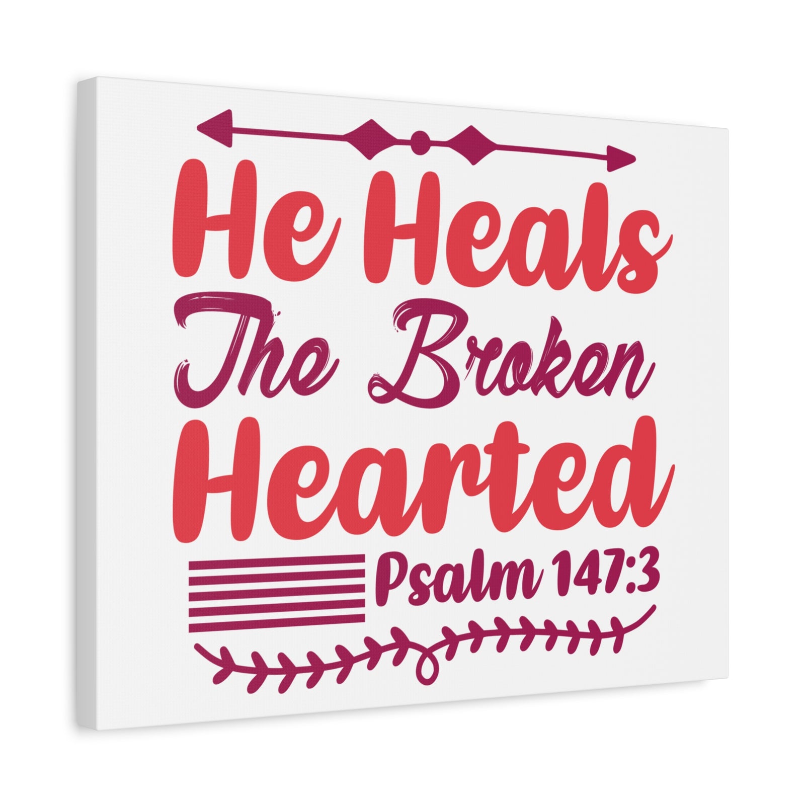 Scripture Canvas Psalm 147:3 The Broken Hearted Christian Wall Art Bible Verse Print Ready to Hang-Express Your Love Gifts