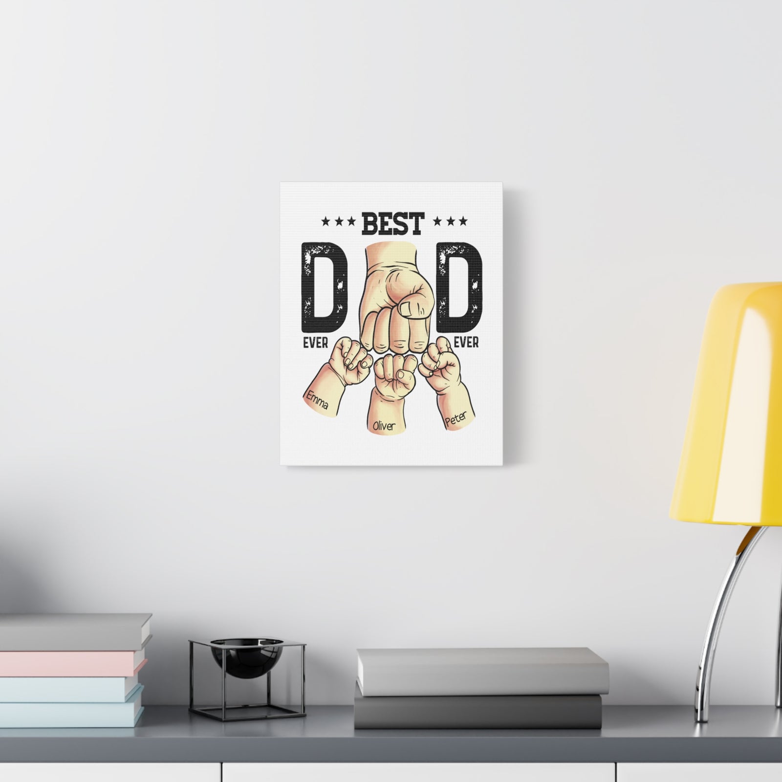Personalized Best Dad Ever Canvas Wall Art-Express Your Love Gifts