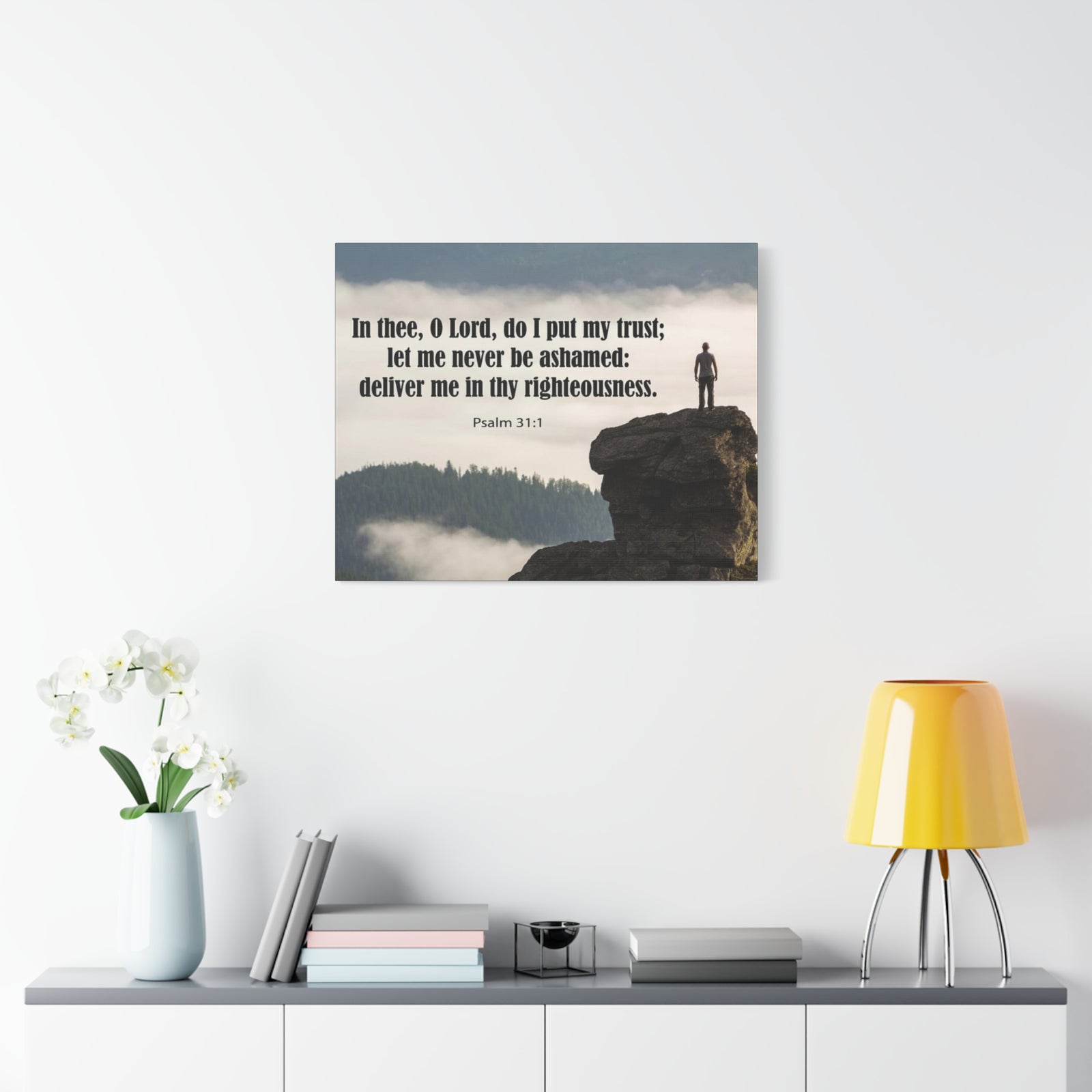 Scripture Canvas Never Be Ashamed Psalm 31:1 Christian Wall Art Bible Verse Print Ready to Hang-Express Your Love Gifts