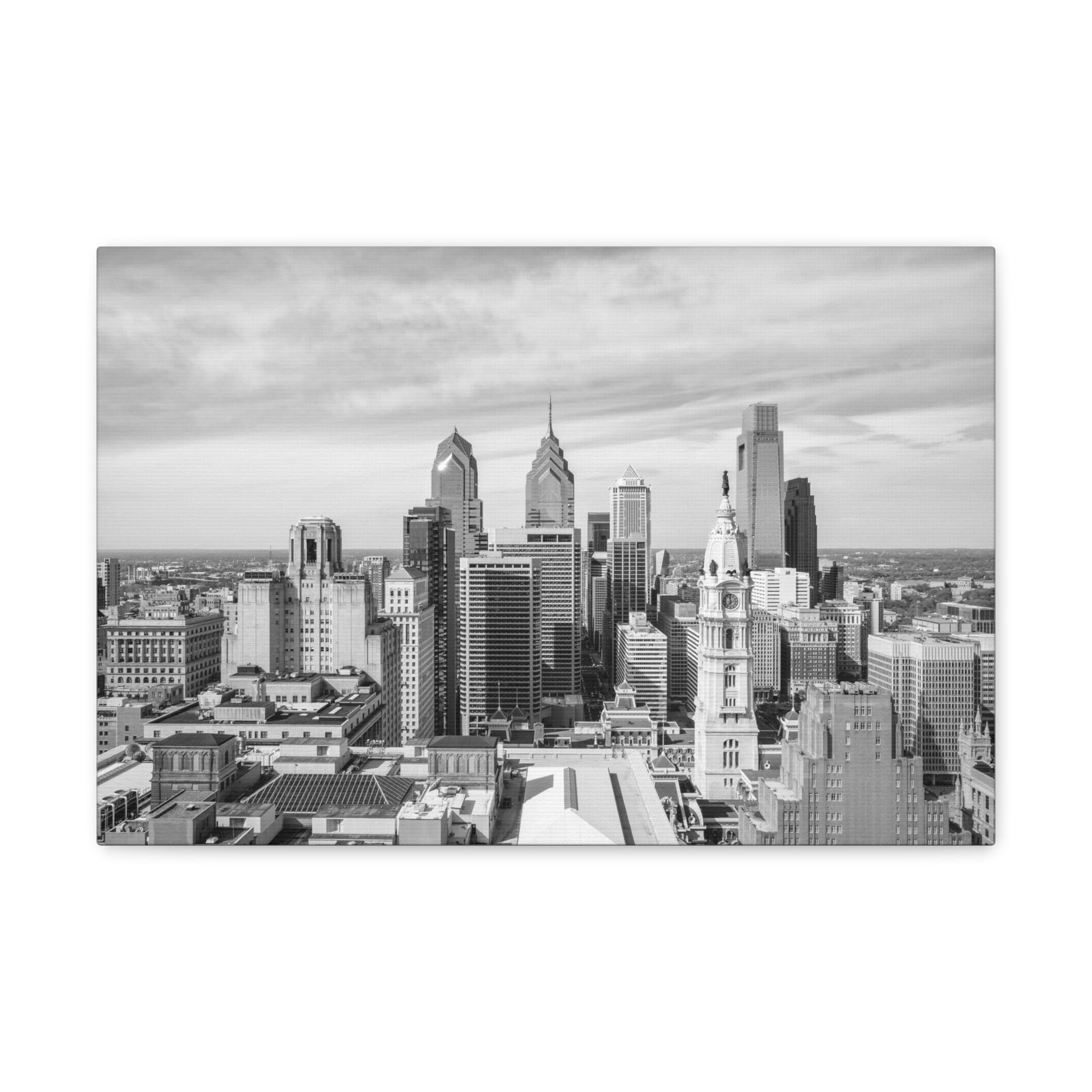 Philadelphia Black And White Skyline Canvas Artwork High-Quality Breathtaking Stunning Cityscape for Home Decor Ready to Hang-Express Your Love Gifts