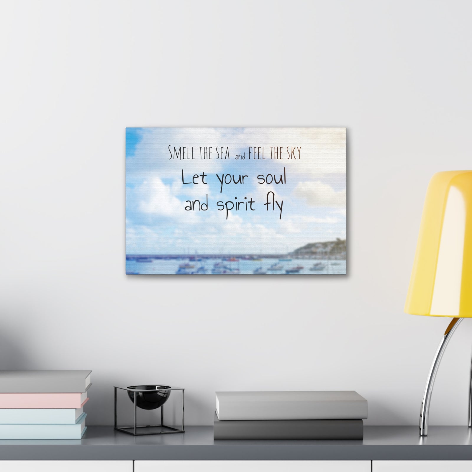 Inspirational Quote Canvas Smell The Sea And Feel The Sky Motivational Print Ready to Hang Artwork-Express Your Love Gifts