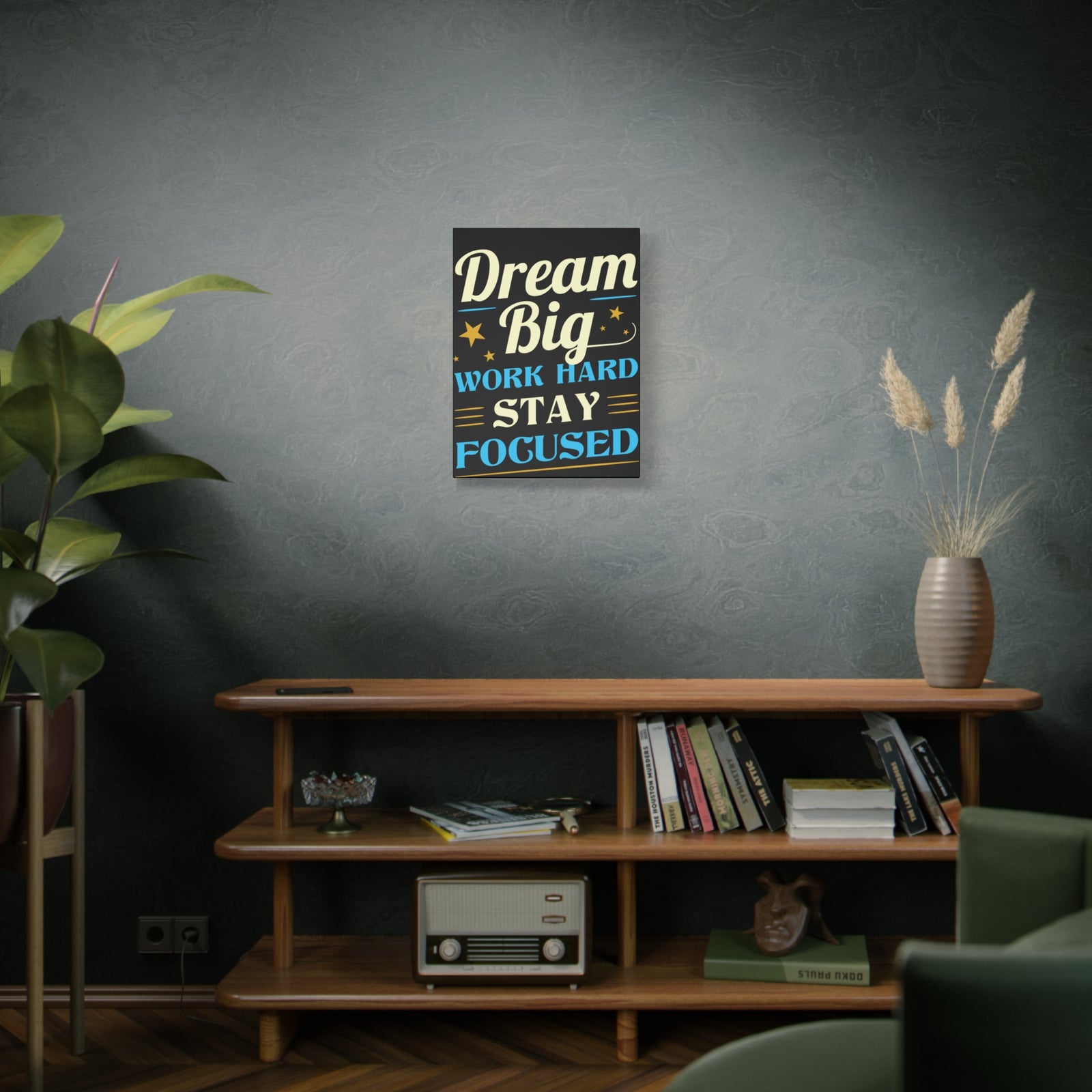 Dream Big Work Hard Stay Focused Inspirational Motivational Quote Canvas Wall Art for Home Decor Ready-to-Hang-Express Your Love Gifts