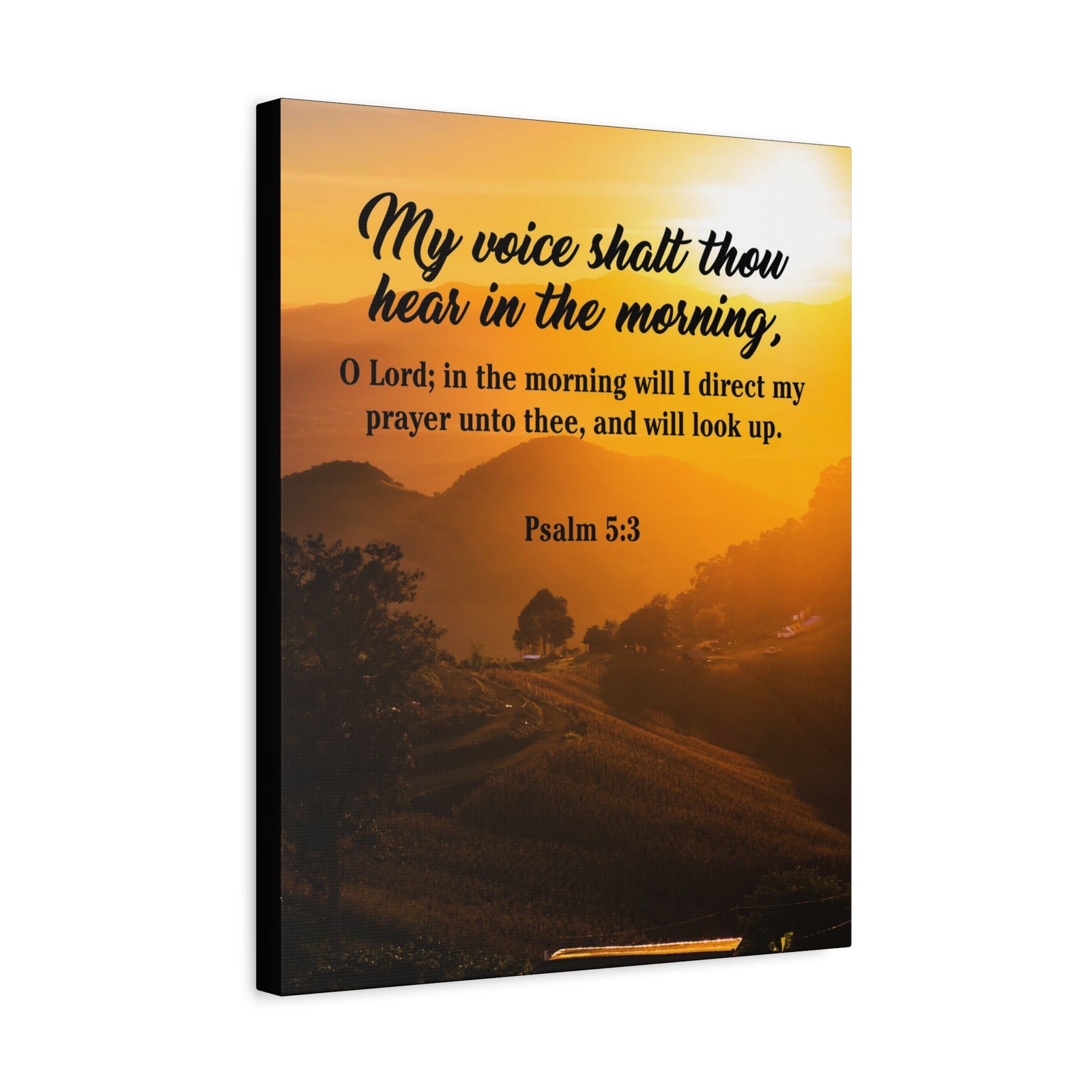 Bible Verse Canvas Morning Prayer Psalm 5:3 Christian Home Decor Scripture Art-Express Your Love Gifts