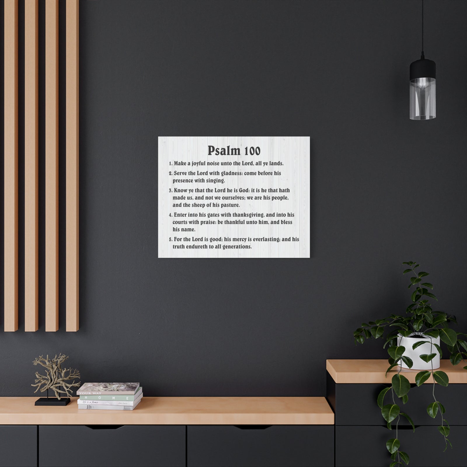 Scripture Canvas Praising God Cheerfully Psalm 100 Christian Wall Art Bible Verse Print Ready to Hang-Express Your Love Gifts