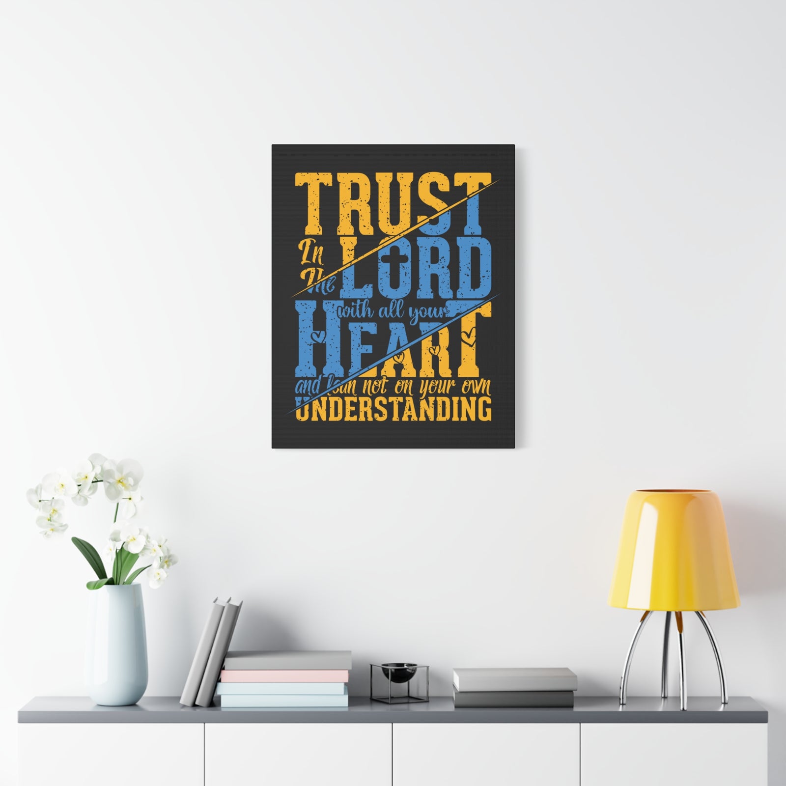 Scripture Canvas All Your Heart Psalm 23:4 Christian Wall Art Bible Verse Print Ready to Hang-Express Your Love Gifts