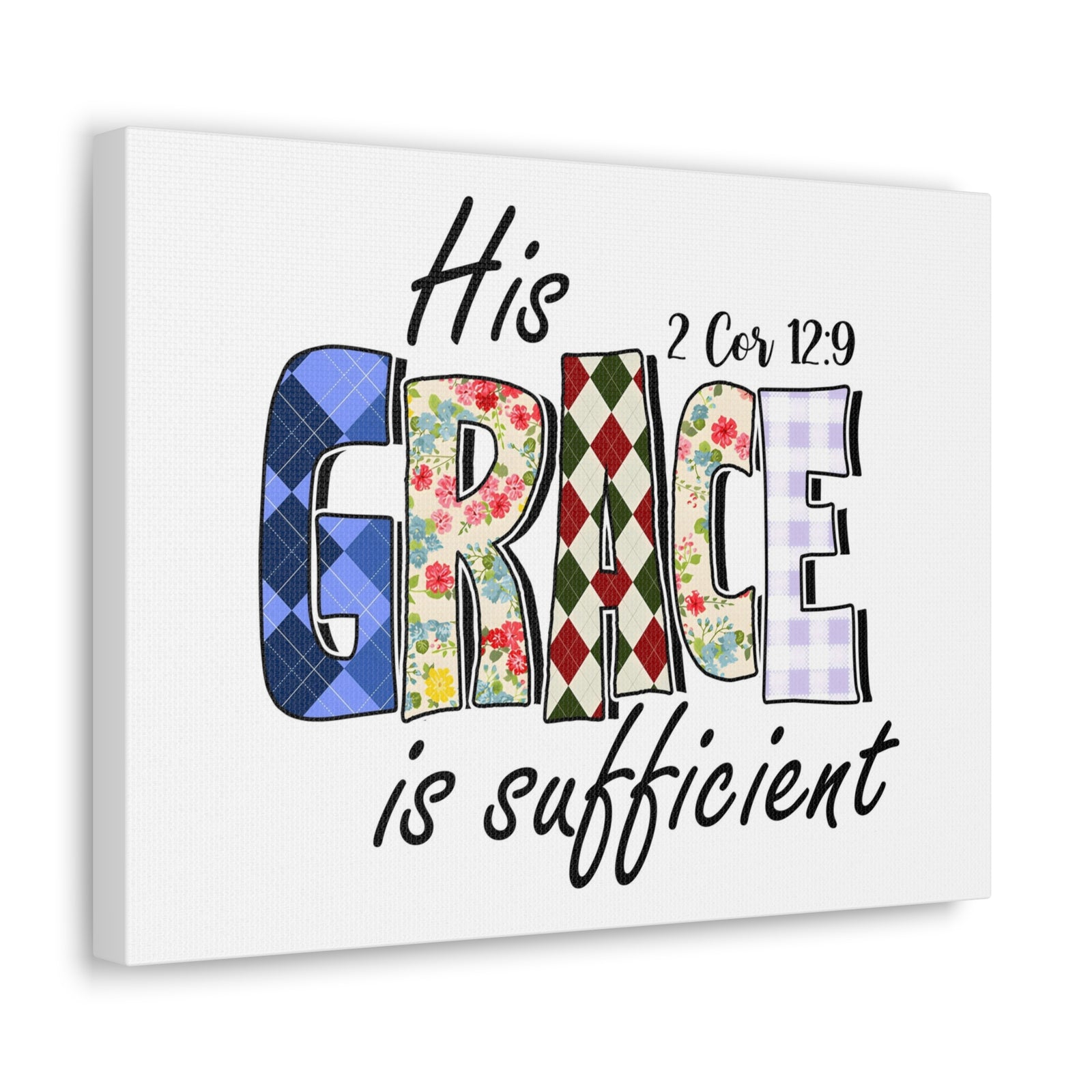 Scripture Walls 2 Corinthians 12:9 His Grace is Sufficient Bible Verse Canvas Christian Wall Art Ready to Hang Unframed-Express Your Love Gifts