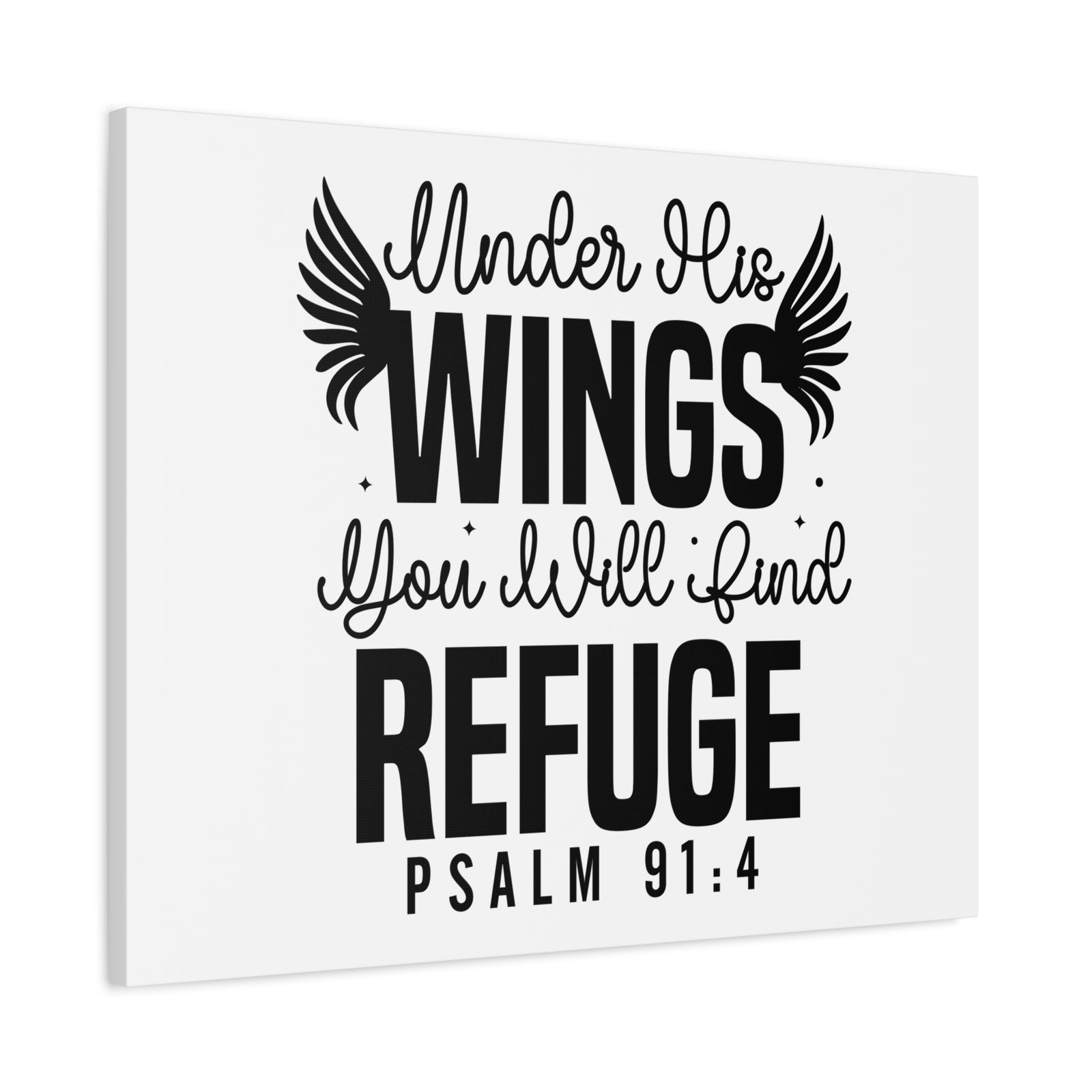 Scripture Walls Psalm 91:4 Under His Wings Bible Verse Canvas Christian Wall Art Ready to Hang Unframed-Express Your Love Gifts