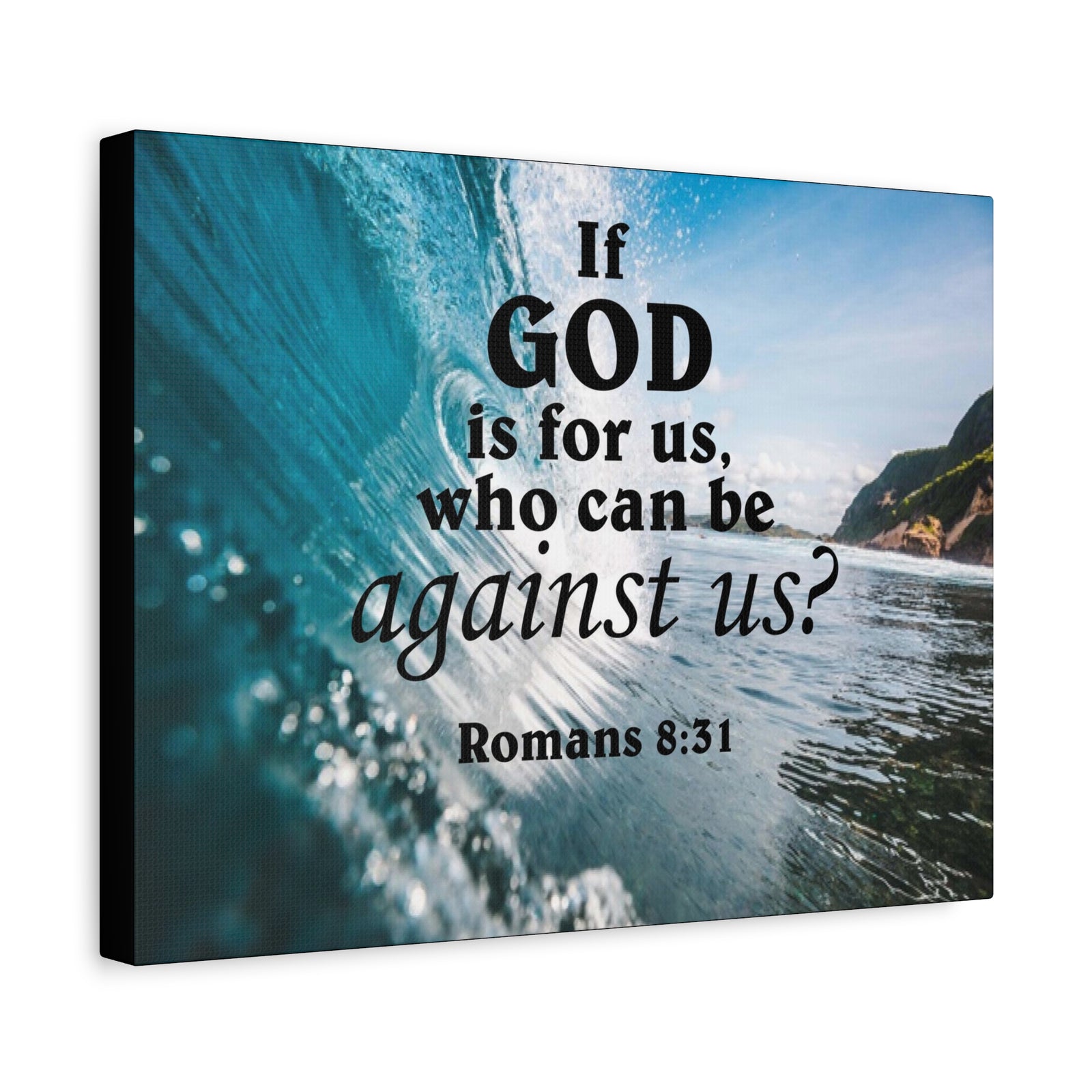 Scripture Canvas Fearless Romans 8:31Christian Wall Art Bible Verse Print Ready to Hang-Express Your Love Gifts