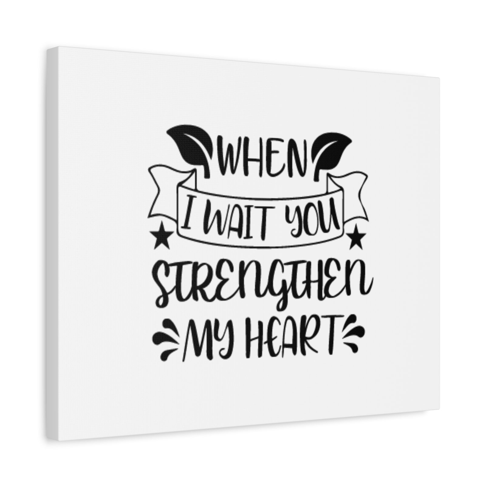 Scripture Canvas Strengthen My Heart Psalm 27:14 Leaves Christian Wall Art Bible Verse Print Ready to Hang-Express Your Love Gifts