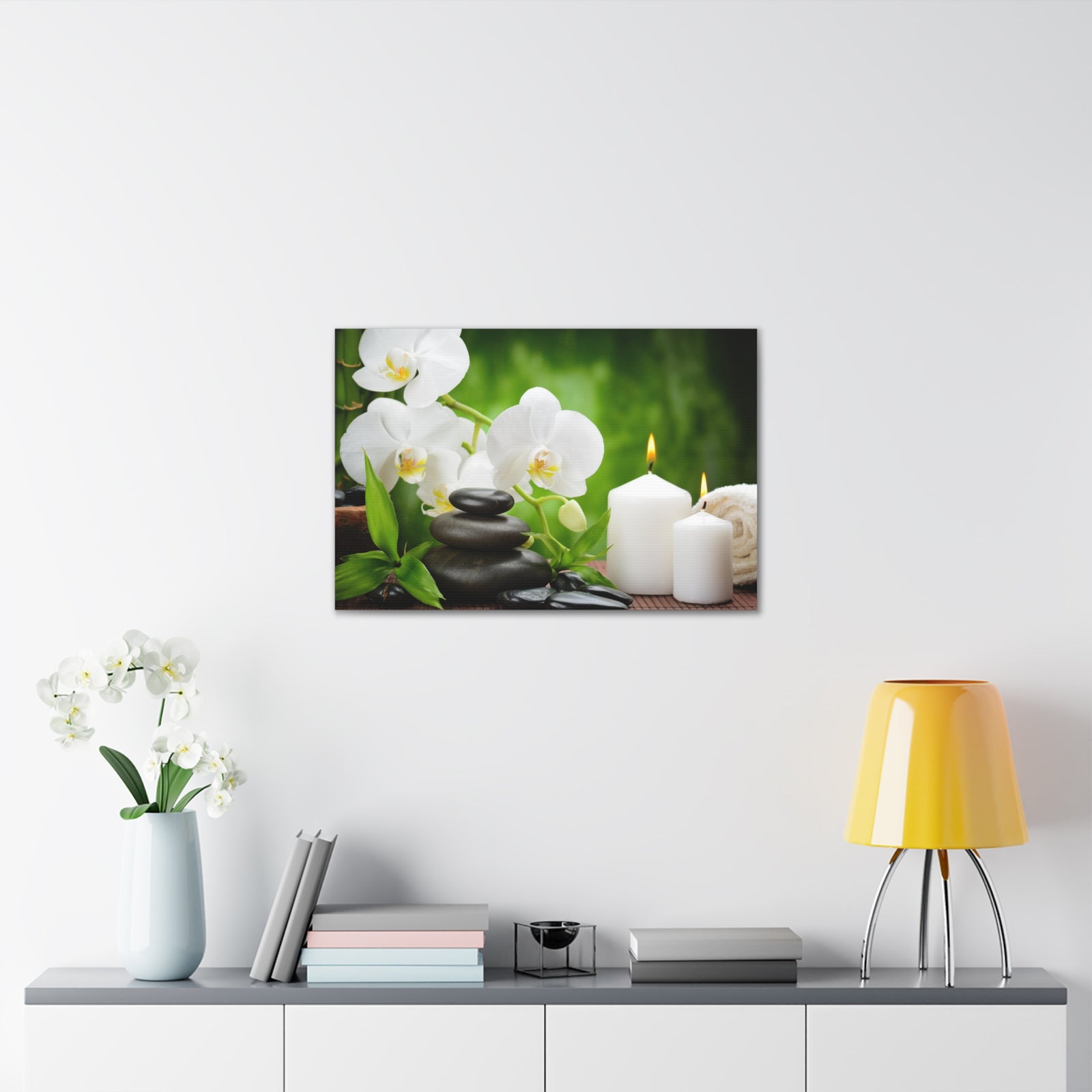 Zen Basalt Stones Forest Floral Nature Photography Canvas Wall Art for Home Decor Ready-to-Hang-Express Your Love Gifts
