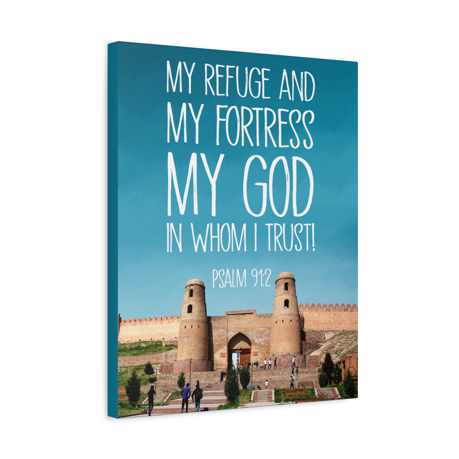 Scripture Walls In Whom I Trust Psalm 91:2 Bible Verse Canvas Christian Wall Art Ready to Hang-Express Your Love Gifts