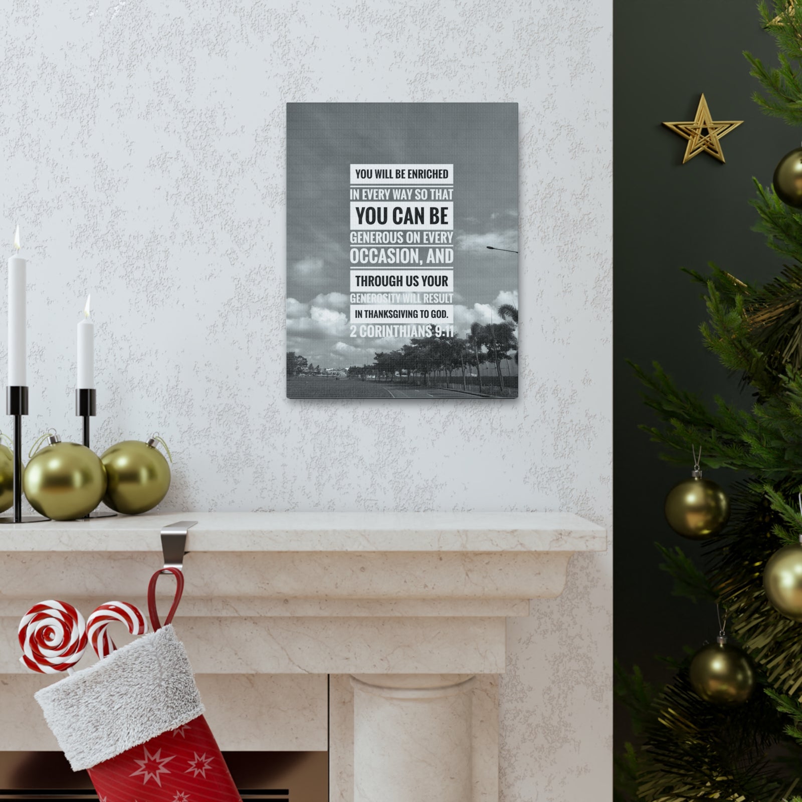 Scripture Canvas You Will Be Enriched 2 Corinthians 9:11 Christian Wall Art Bible Verse Print Ready to Hang-Express Your Love Gifts