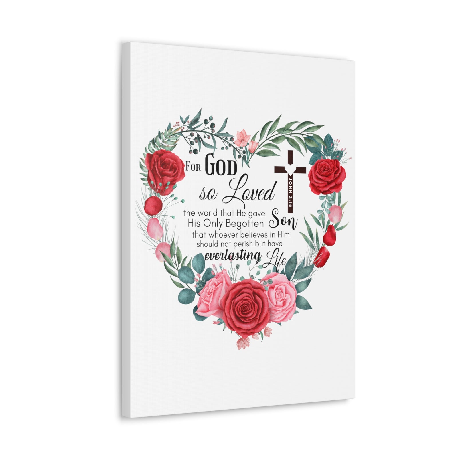 Scripture Walls John 3:16 Everlasting Life Bible Verse Canvas Christian Wall Art Ready to Hang Unframed-Express Your Love Gifts