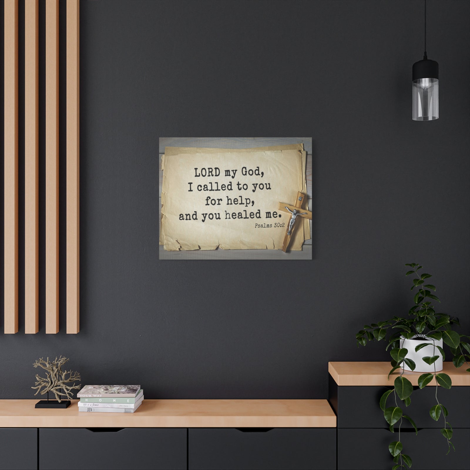 Scripture Canvas You Healed Me Psalms 30:2 Christian Wall Art Bible Verse Print Ready to Hang-Express Your Love Gifts