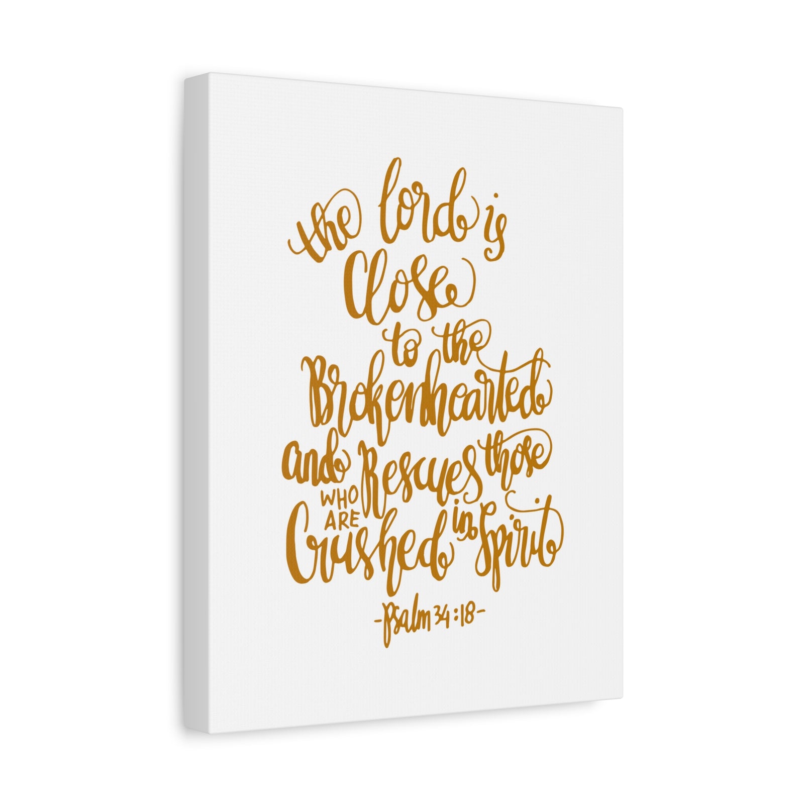 Scripture Canvas The Lord Is Close Psalm 34:18 Christian Wall Art Bible Verse Print Ready To Hang-Express Your Love Gifts