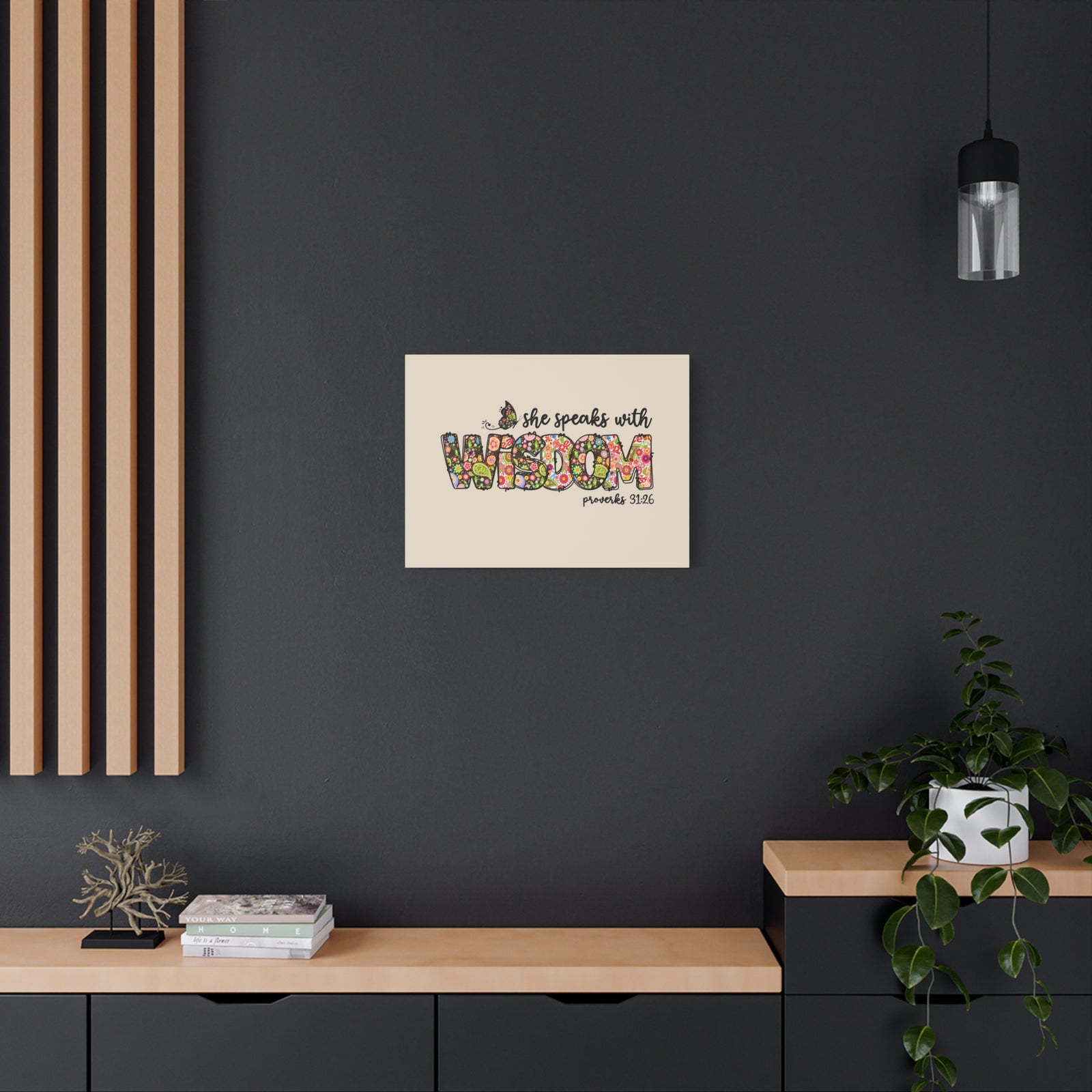 Scripture Walls She Speaks With Wisdom Proverbs 31:26 Bible Verse Canvas Christian Wall Art Ready to Hang-Express Your Love Gifts
