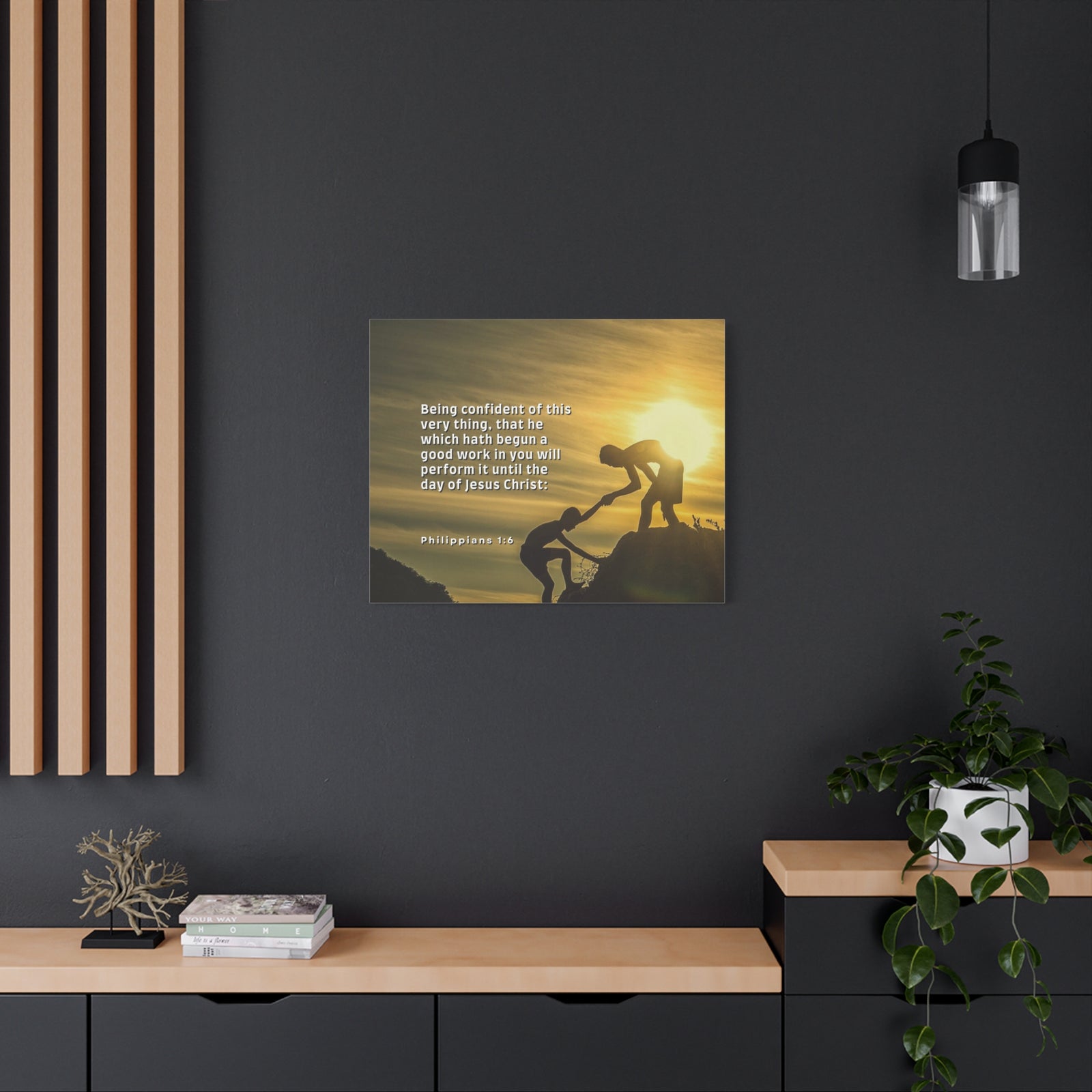 Scripture Canvas Being Confident Philippians 1:6 Christian Wall Art Bible Verse Print Ready to Hang-Express Your Love Gifts