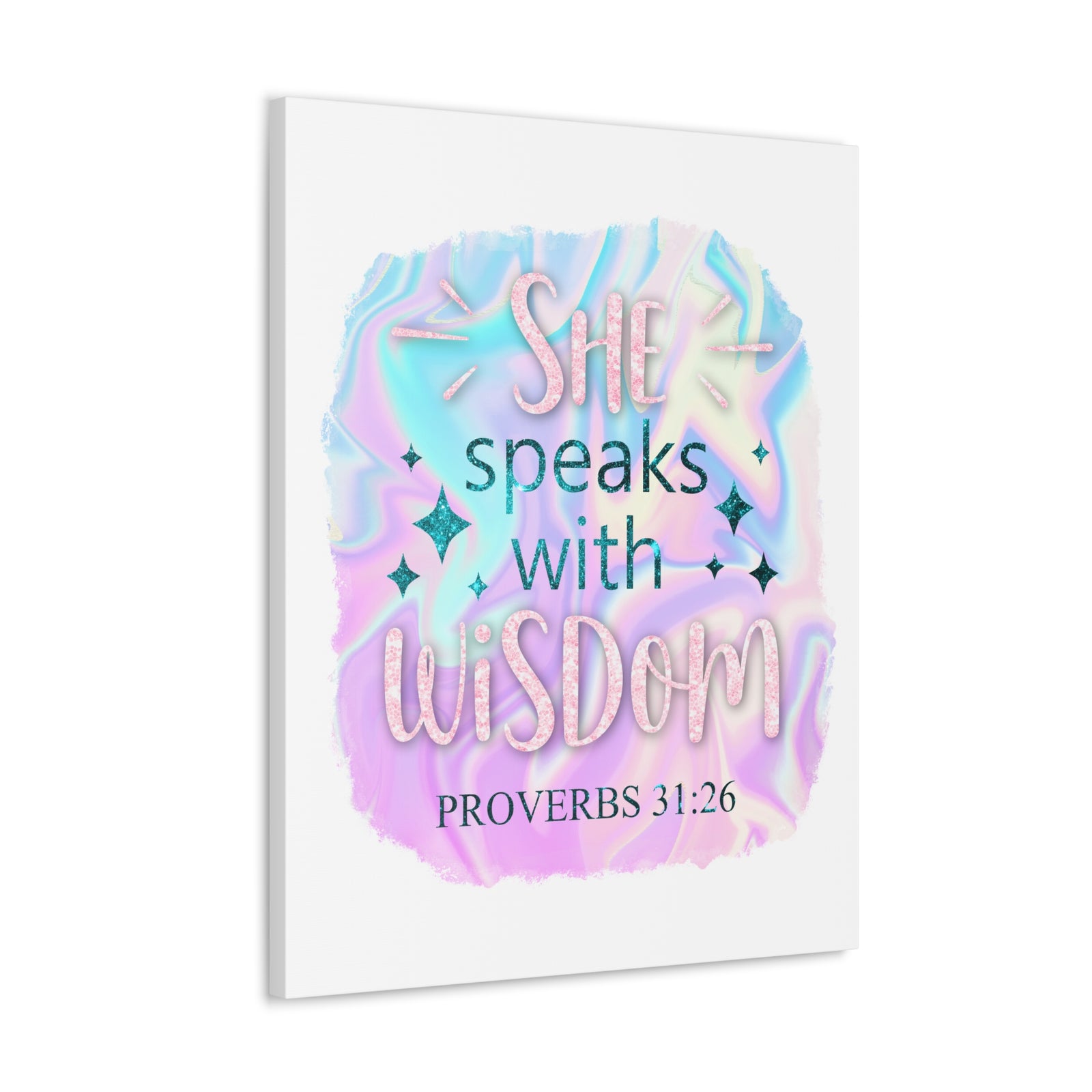 Scripture Walls Proverbs 31:26 She Speaks With Wisdom Bible Verse Canvas Christian Wall Art Ready to Hang Unframed-Express Your Love Gifts