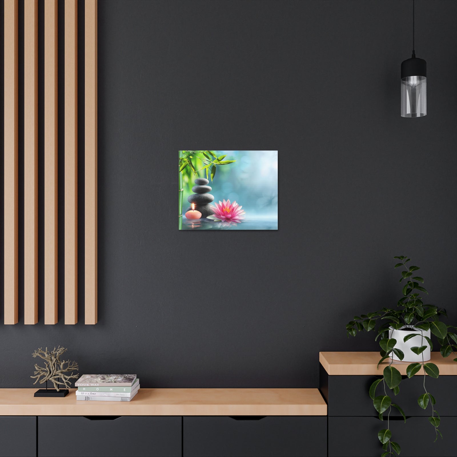 Massage Stones and Waterlily Forest Floral Nature Photography Canvas Wall Art for Home Decor Ready-to-Hang-Express Your Love Gifts