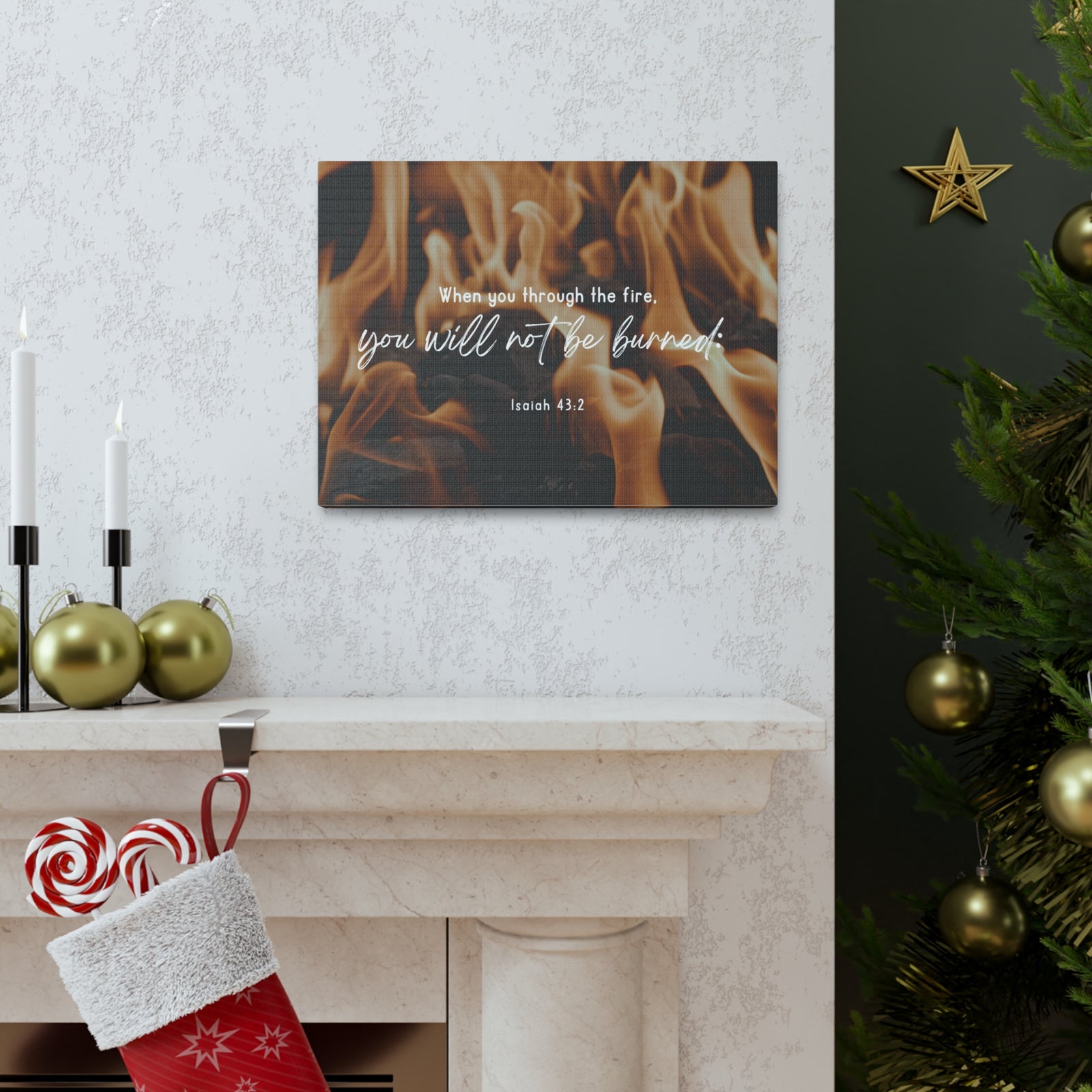 10 Scripture Walls Not Be Burned Isaiah 43:2 Bible Verse Canvas Christian Wall Art Ready to Hang-Express Your Love Gifts