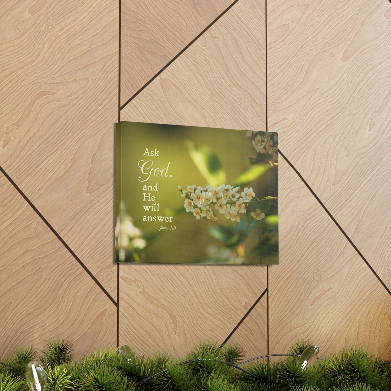 Scripture Canvas He Will Answer James 1:5 Christian Wall Art Bible Verse Print Ready to Hang-Express Your Love Gifts
