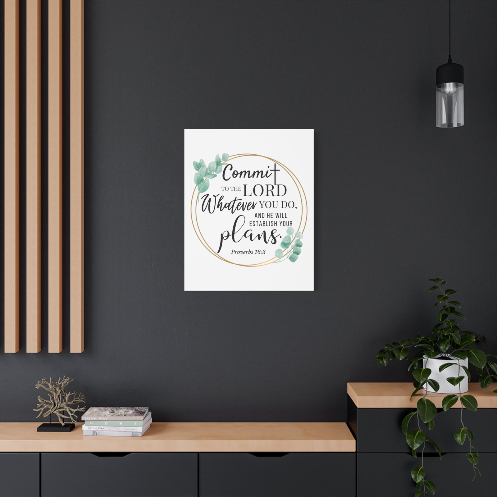 Scripture Walls Proverbs 16:3 Commit to the Lord Bible Verse Canvas Christian Wall Art Ready to Hang Unframed-Express Your Love Gifts