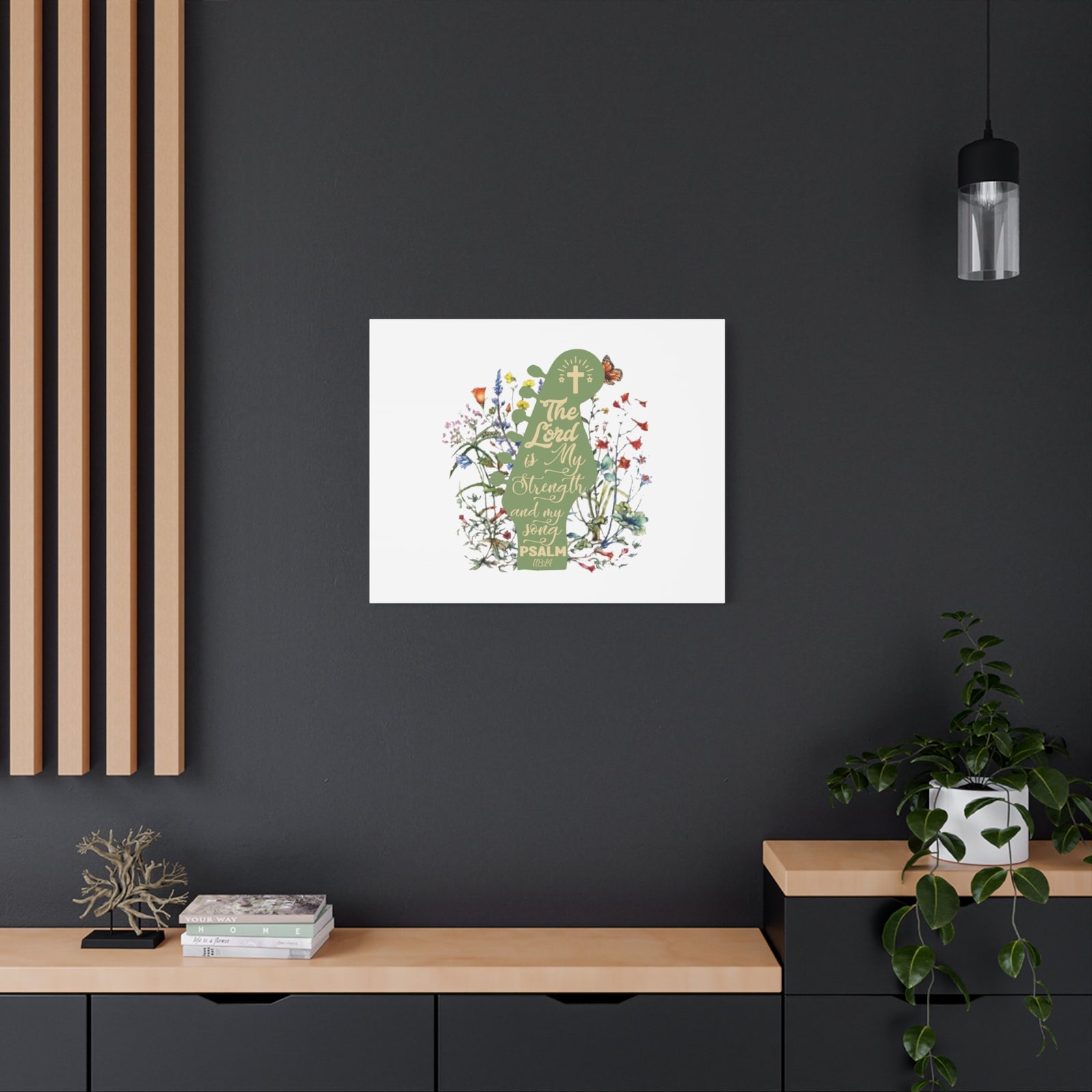 Scripture Canvas The Lord Is My Strength Psalm 118:14 Christian Wall Art Bible Verse Print Ready to Hang-Express Your Love Gifts