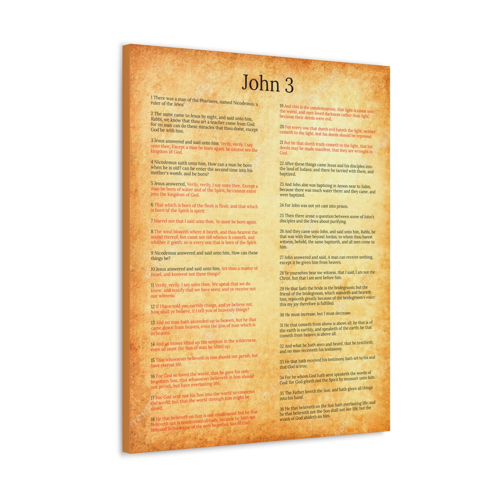 Scripture Walls John 3 Jesus and Nicodemus Gold Christian Wall Art Print Ready to Hang Unframed-Express Your Love Gifts