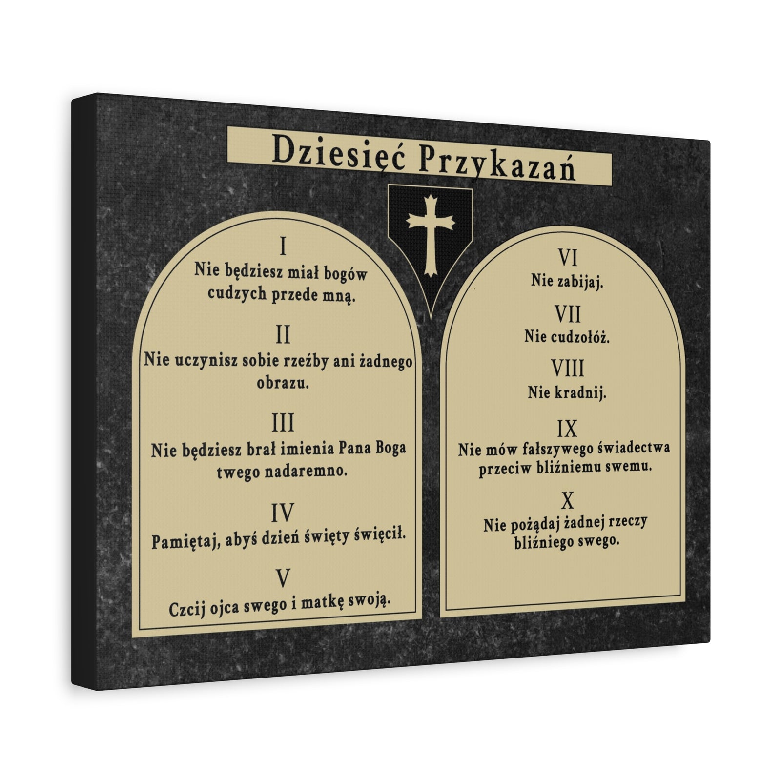 Scripture Walls Dziesięć Przykazań Ten Commandments Polish Bible Verse Canvas Christian Wall Art Ready to Hang Unframed-Express Your Love Gifts