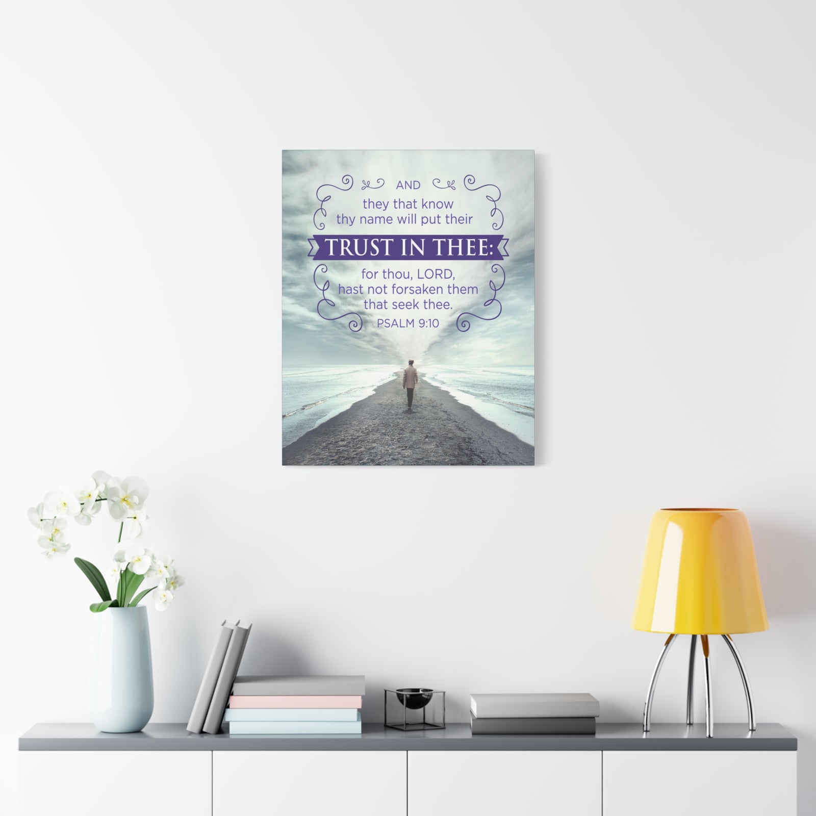 Scripture Canvas Trust In Thee Psalm 9:10 Christian Wall Art Bible Verse Print Ready to Hang-Express Your Love Gifts