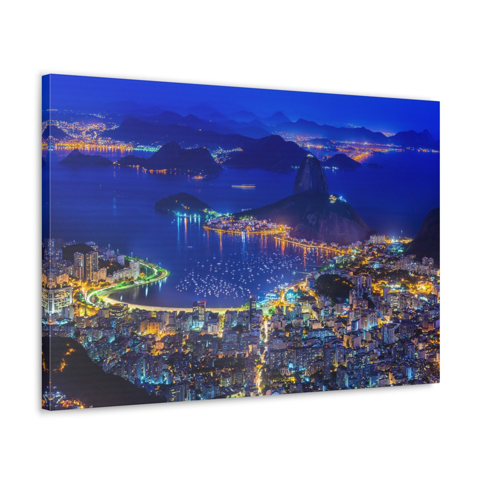 Rio de Janeiro Night Skyline Canvas Artwork High-Quality Breathtaking Stunning Cityscape for Home Decor Ready to Hang-Express Your Love Gifts