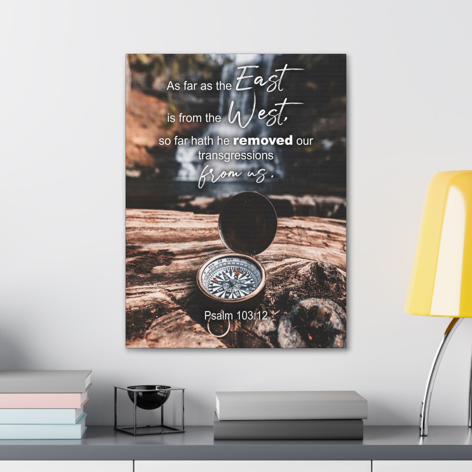 Scripture Canvas From Us Psalm 103:12 Christian Wall Art Bible Verse Print Ready to Hang-Express Your Love Gifts