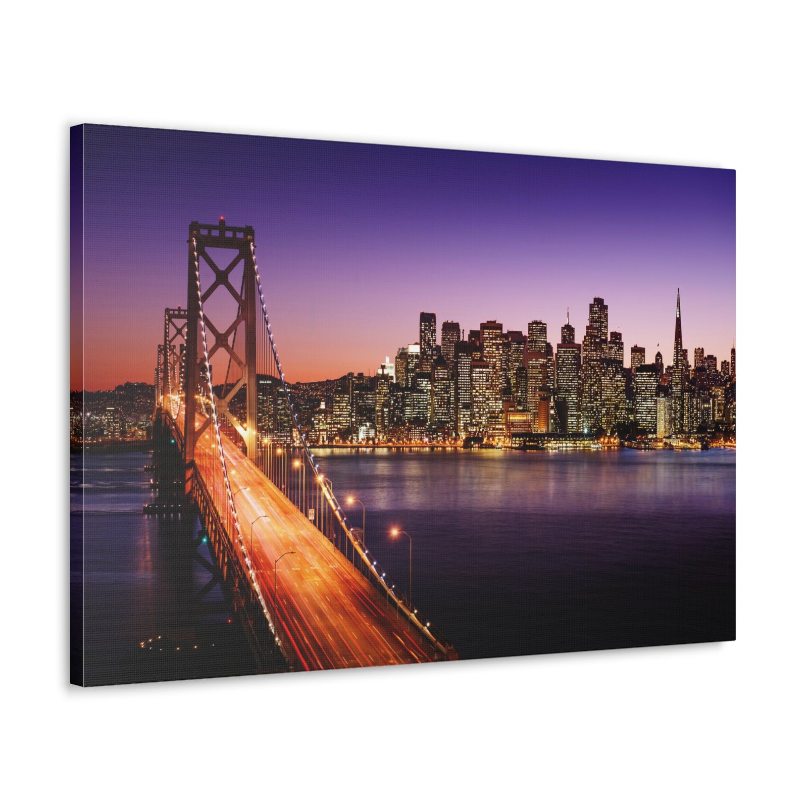San Francisco Night Skyline Canvas Artwork High-Quality Breathtaking Stunning Cityscape for Home Decor Ready to Hang-Express Your Love Gifts