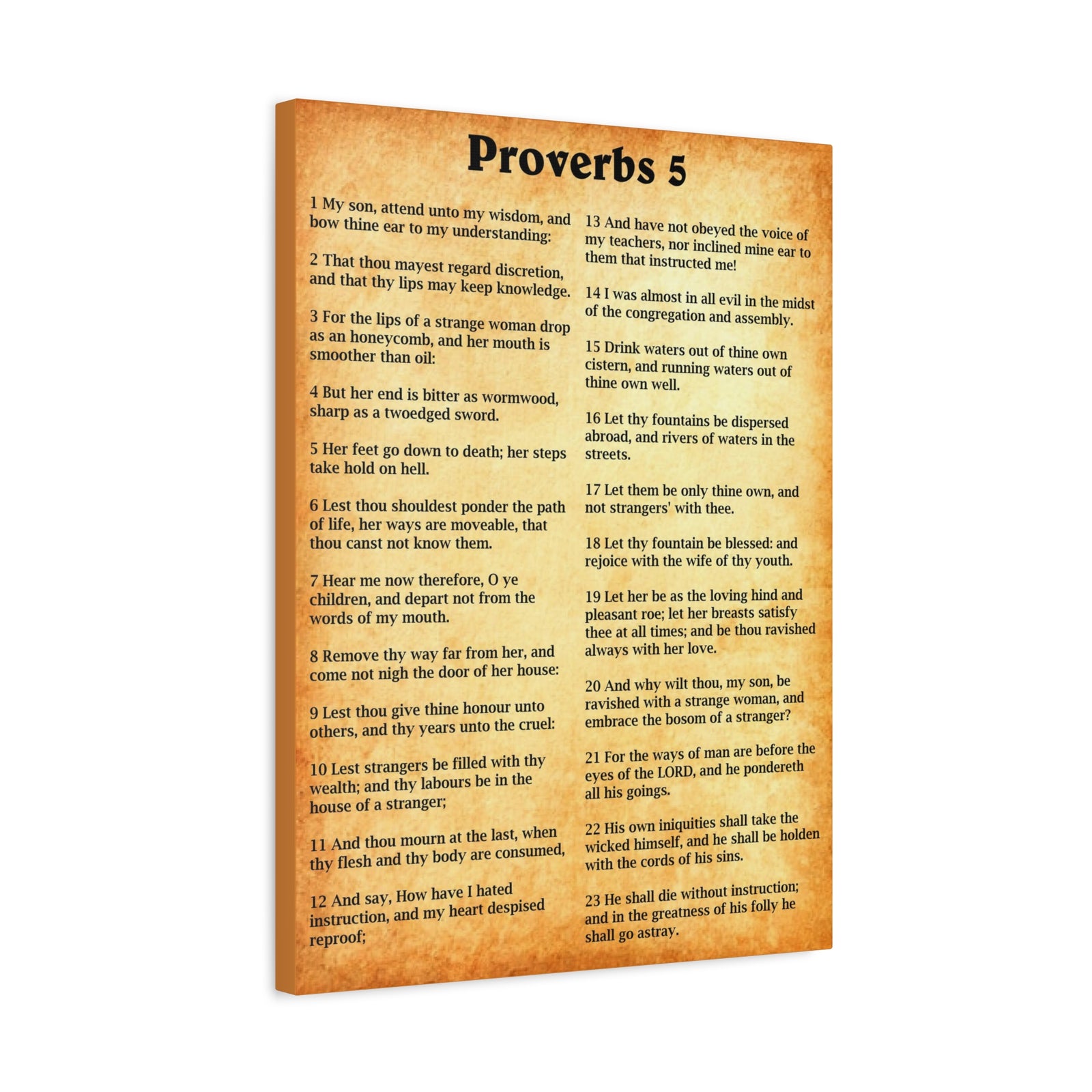 Scripture Walls Proverbs Chapter 5 Gold Bible Canvas Christian Wall Art Ready to Hang Unframed-Express Your Love Gifts