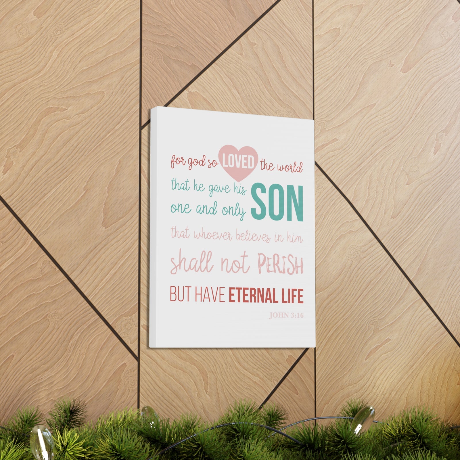 Scripture Canvas For God So Love John 3:16 Christian Wall Art Bible Verse Print Ready To Hang-Express Your Love Gifts