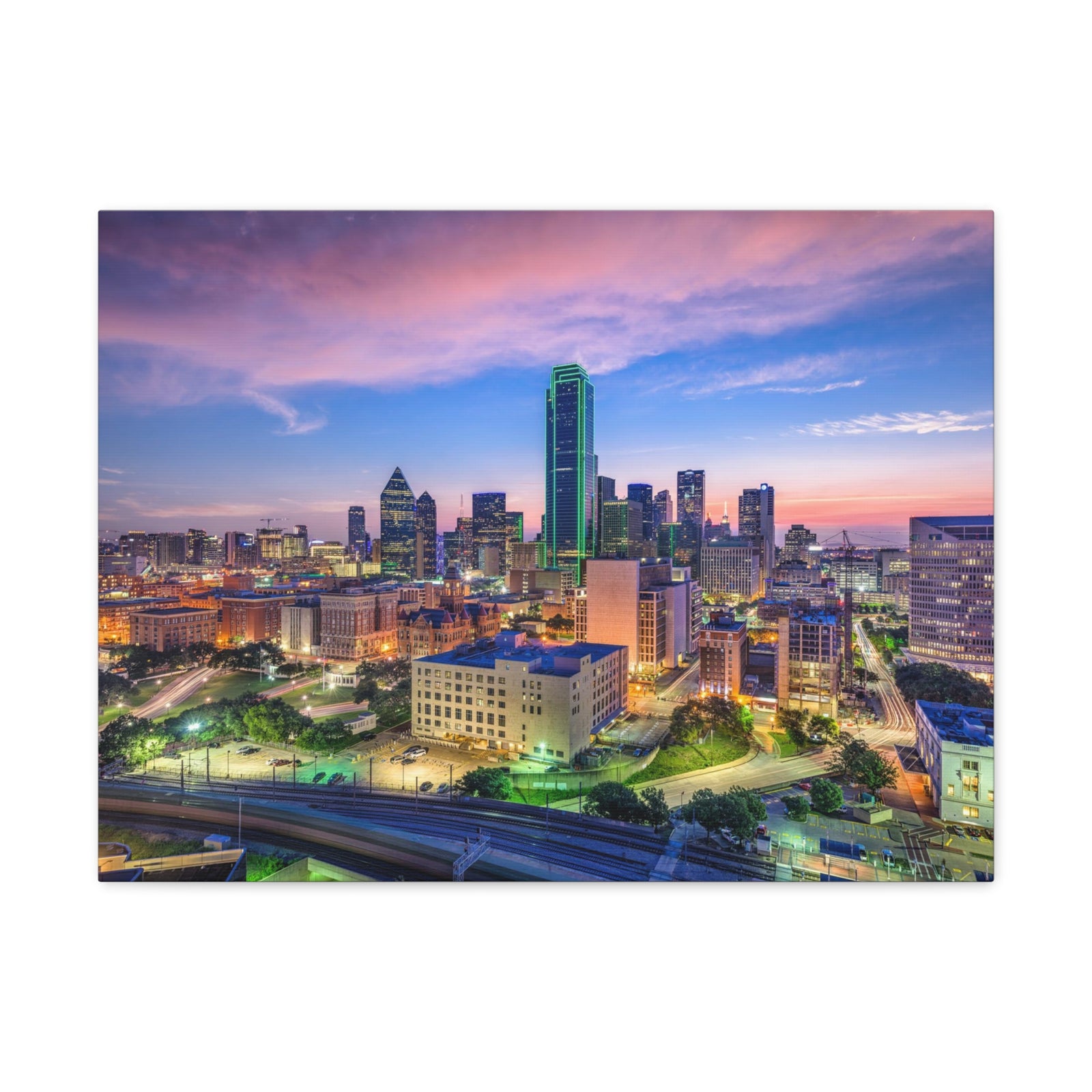 Dallas Night Skyline Canvas Artwork High-Quality Breathtaking Stunning Cityscape for Home Decor Ready to Hang-Express Your Love Gifts