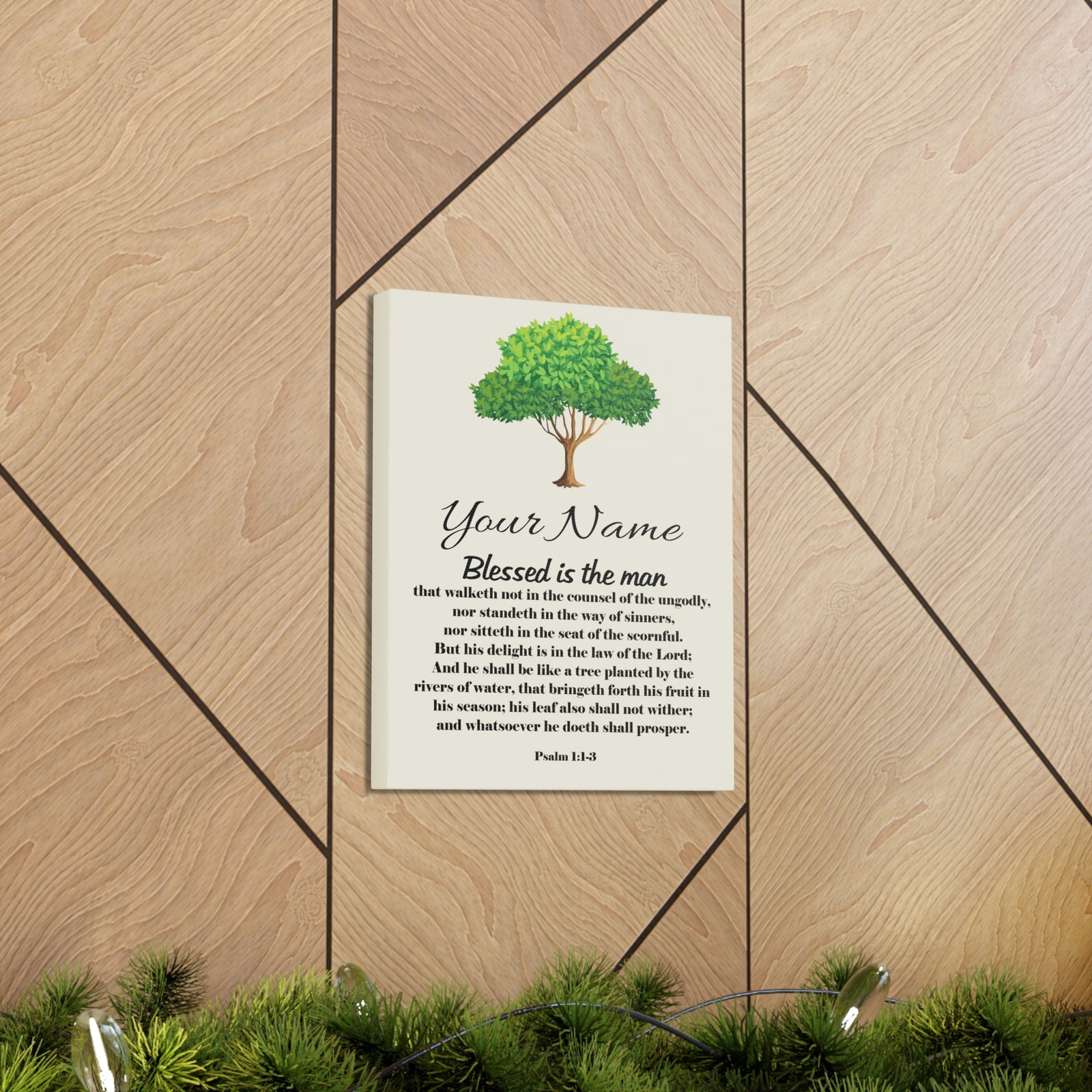 Scripture Walls Personalized Blessed is the Man Psalm 1:1-3 Bible Chapter Canvas Christian Wall Art Ready to Hang-Express Your Love Gifts